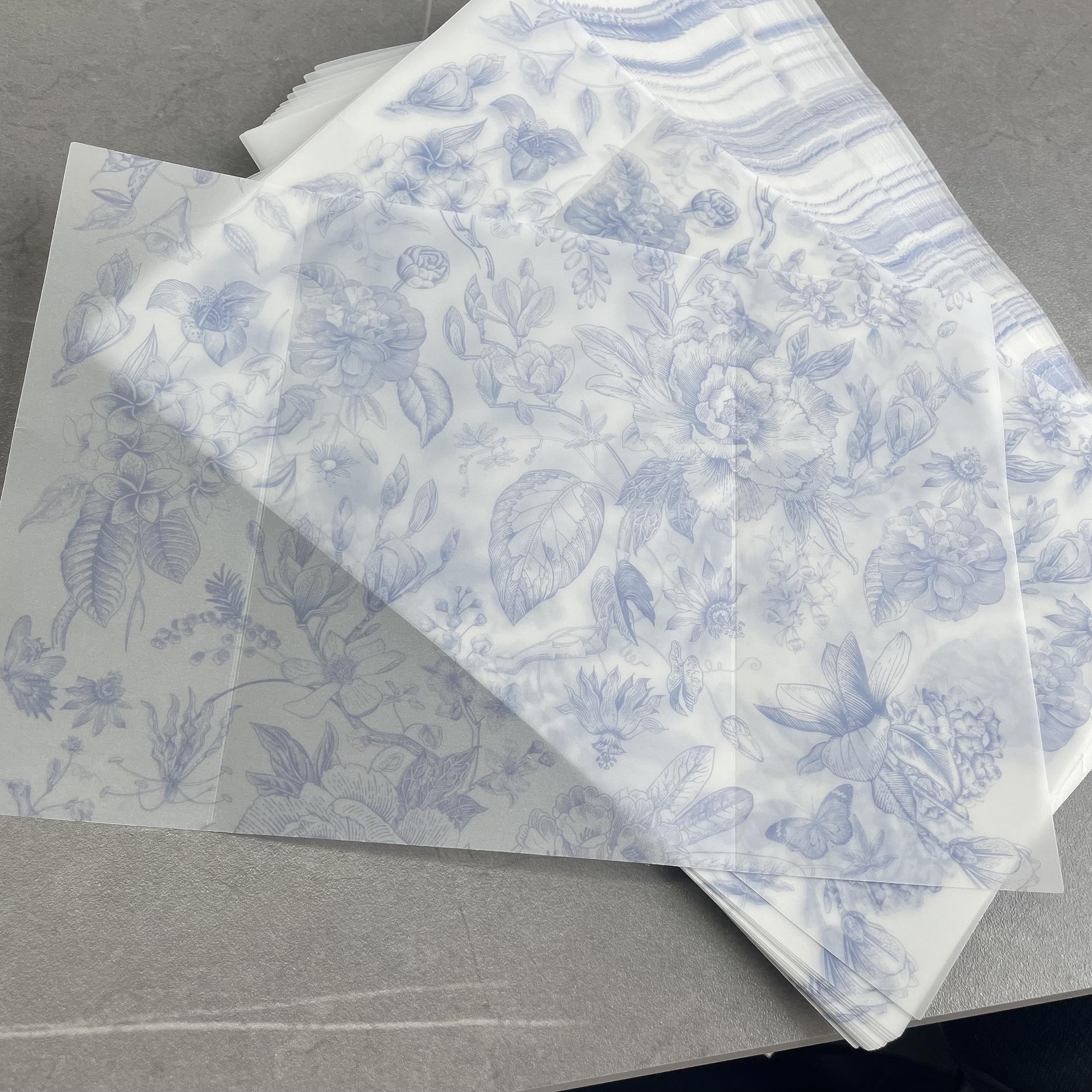 Zaproszenie na ślub Kartki welinowe, opaski z niebieskimi kwiatami odpowiednie do zaproszenia ślubnego 5 x 7(20pcs)
