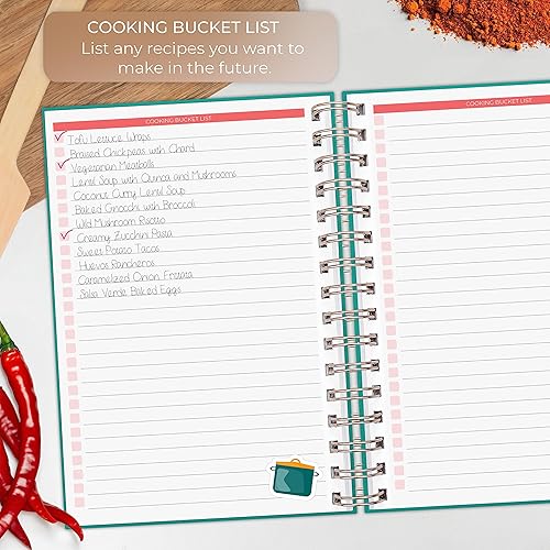 Miniatura 5 de Clever Fox Libro de recetas en espiral, haz tu propio libro de cocina familiar, organizador de cuadernos de recetas en blanco, diario de cocina