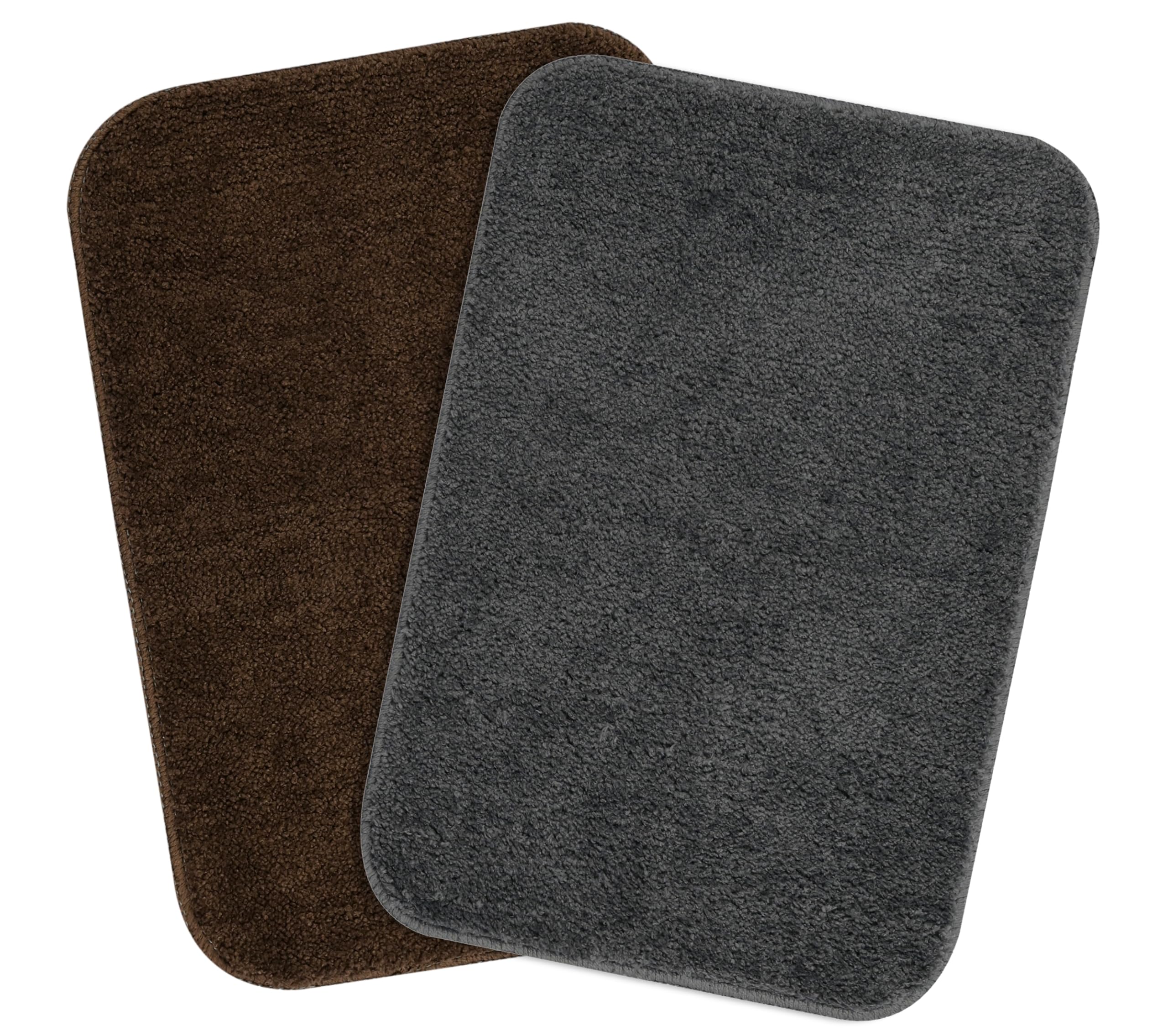 Saral Home Solid Soft Microfibe Antiskid Bathmat 2Pc, Grey-Brown. 35x50 cm