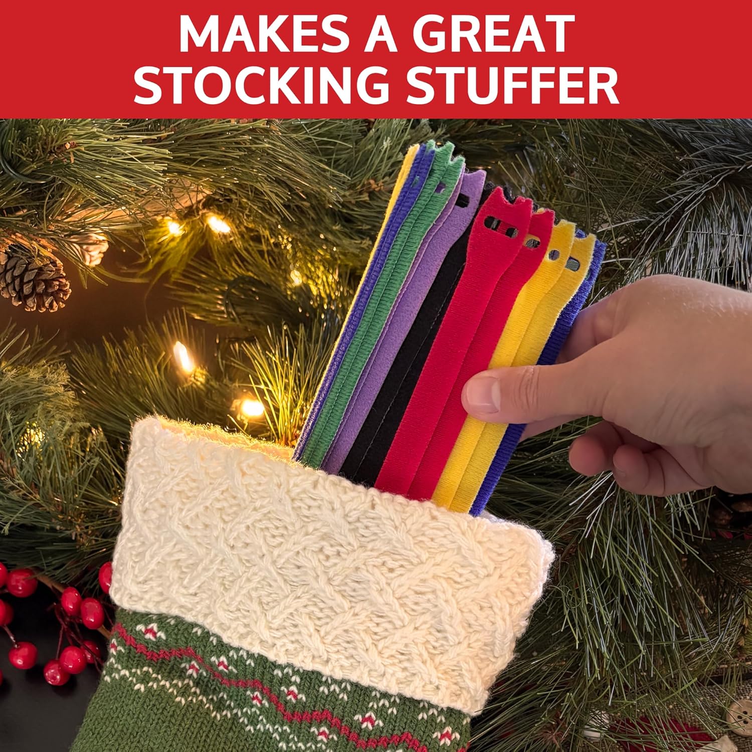 再利用可能ケーブルタイ 大きくて強力なグリップ ジャンボサイズ 3/4インチ x 16インチ 大きなケーブル束用 - 10個パック