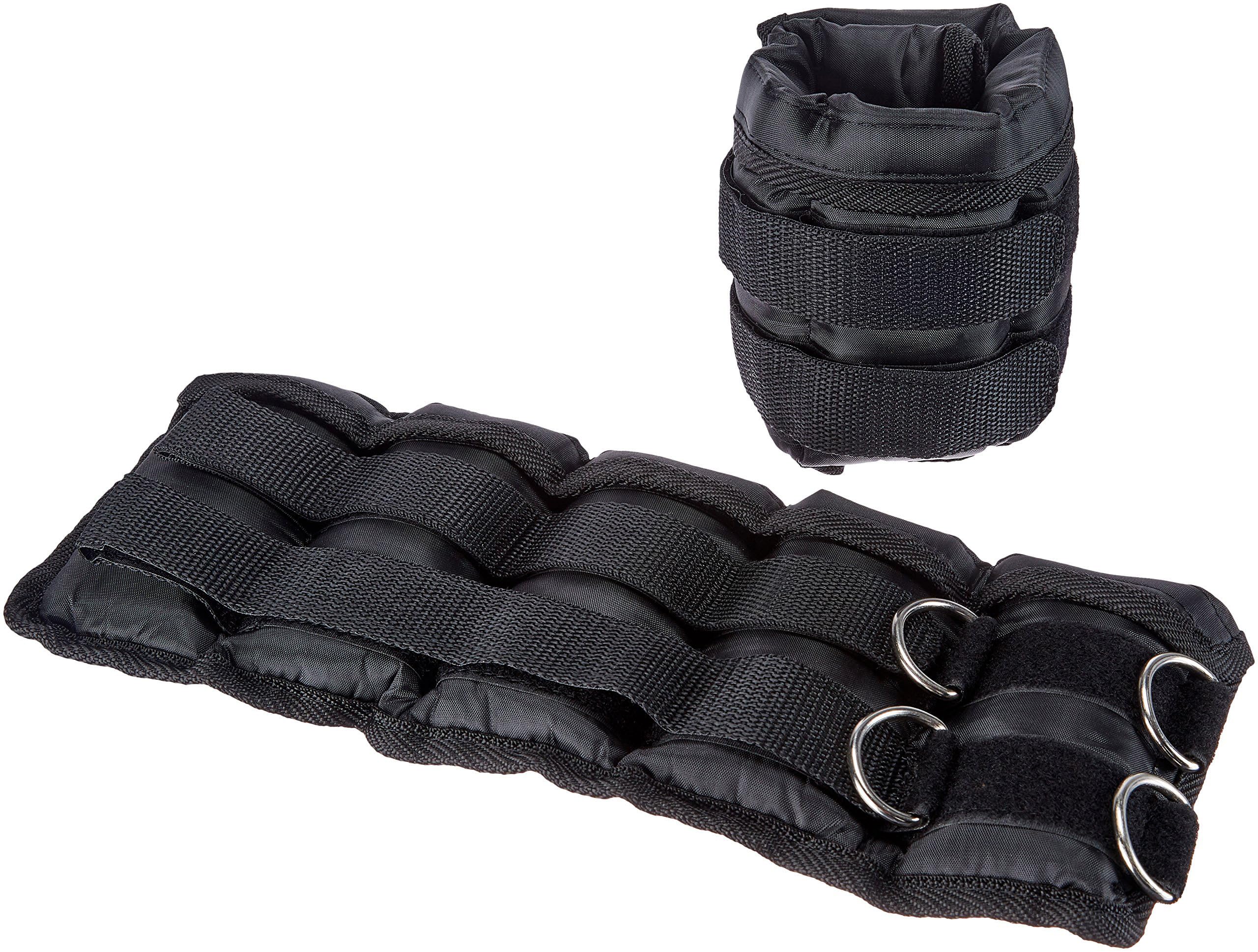 Amazon Basics Adjustable 5 Pound Ankle And Leg Weights - Set Of 2, 14 X 6 Inches, Black