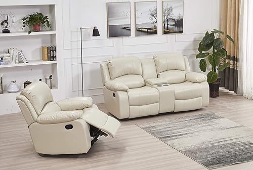 Miniatura 49 de Betsy Furniture 8018 - Juego de sillón reclinable de cuero reconstituido, para sala, sofá reclinable, sofá de dos piezas y sillón de cuero