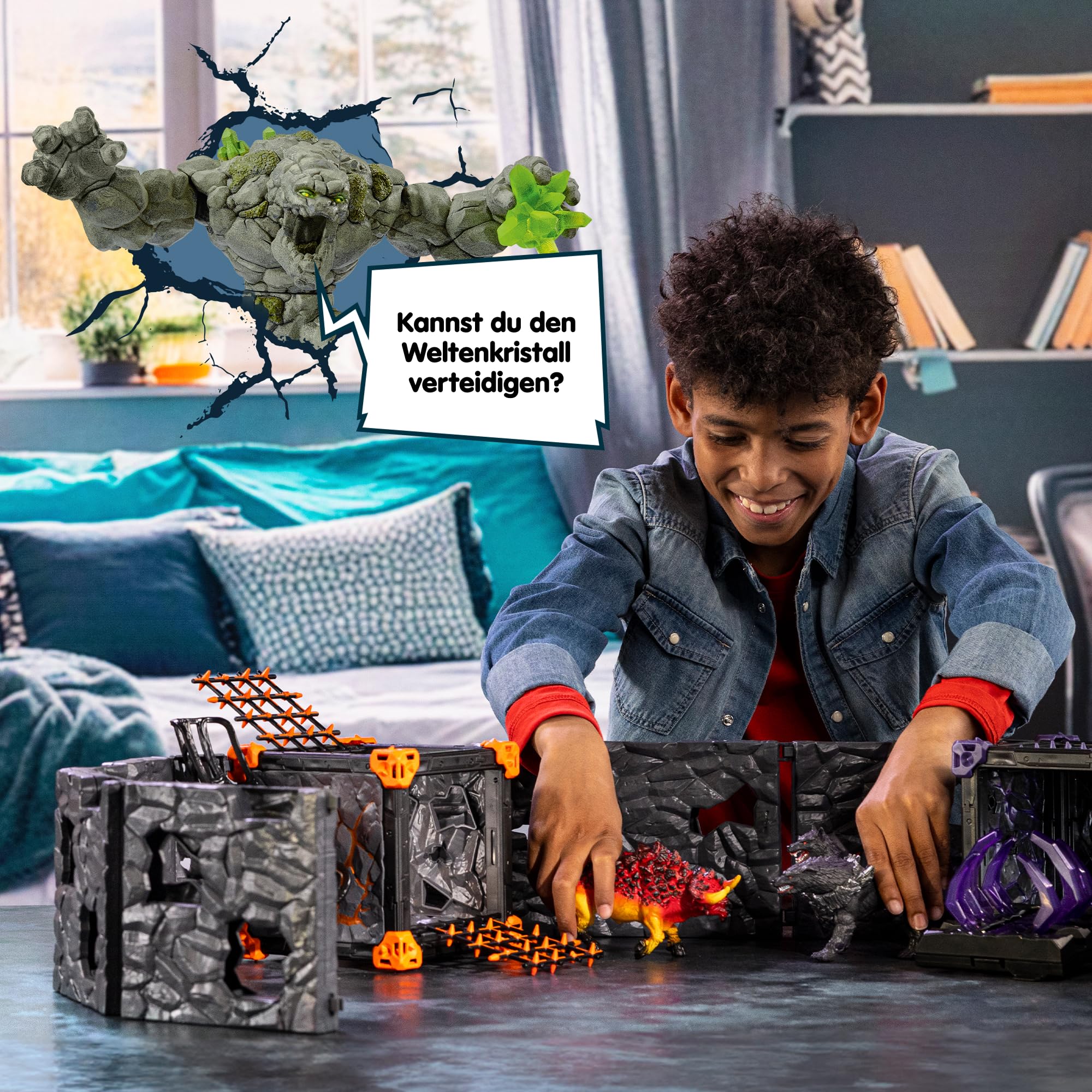Schleich ELDRADOR | Battle CAVE Arena: Lava vs. Schatten 42673 | 71 Teile | Set aus 2 x ELDRADOR Battle Cave, 2 x Monster und 2 x Kristall | Caves zur Arena stapelbar | Spielzeug ab 7 Jahren