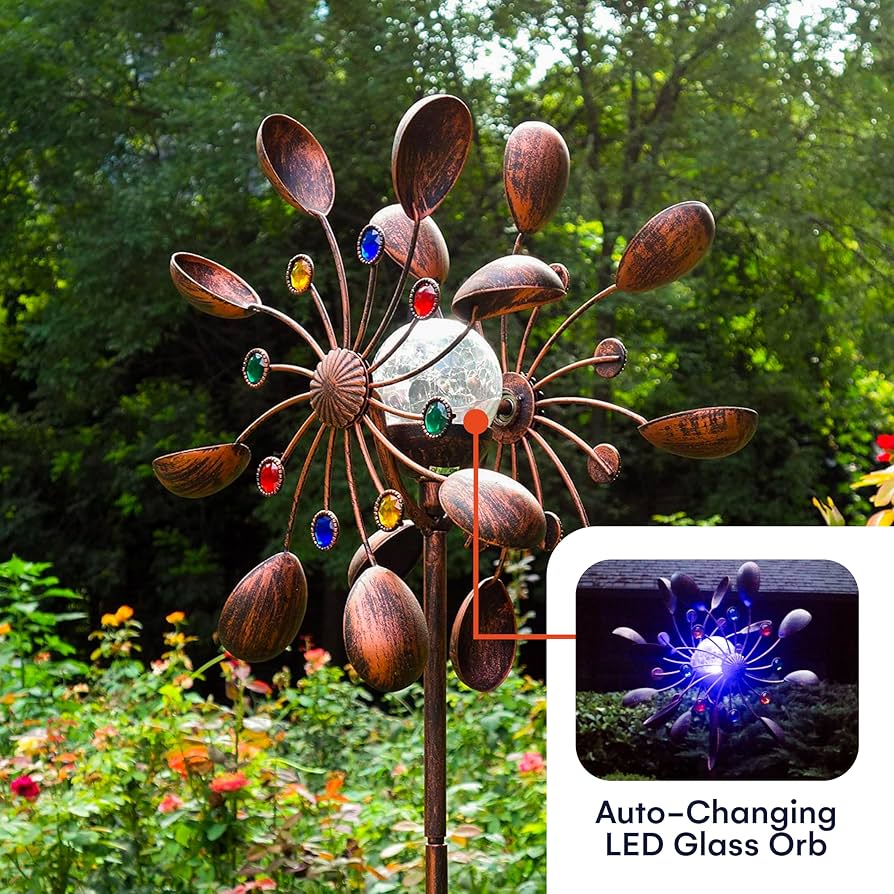 Steadydoggie Solar Wind Spinner Aviator3 75in Multi Color Seasonal Led Desertcar