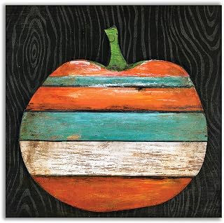 Renditions Gallery Striped Pumpkin' Gallery Wrapped Canvas Halloween Wall Art, 40x40