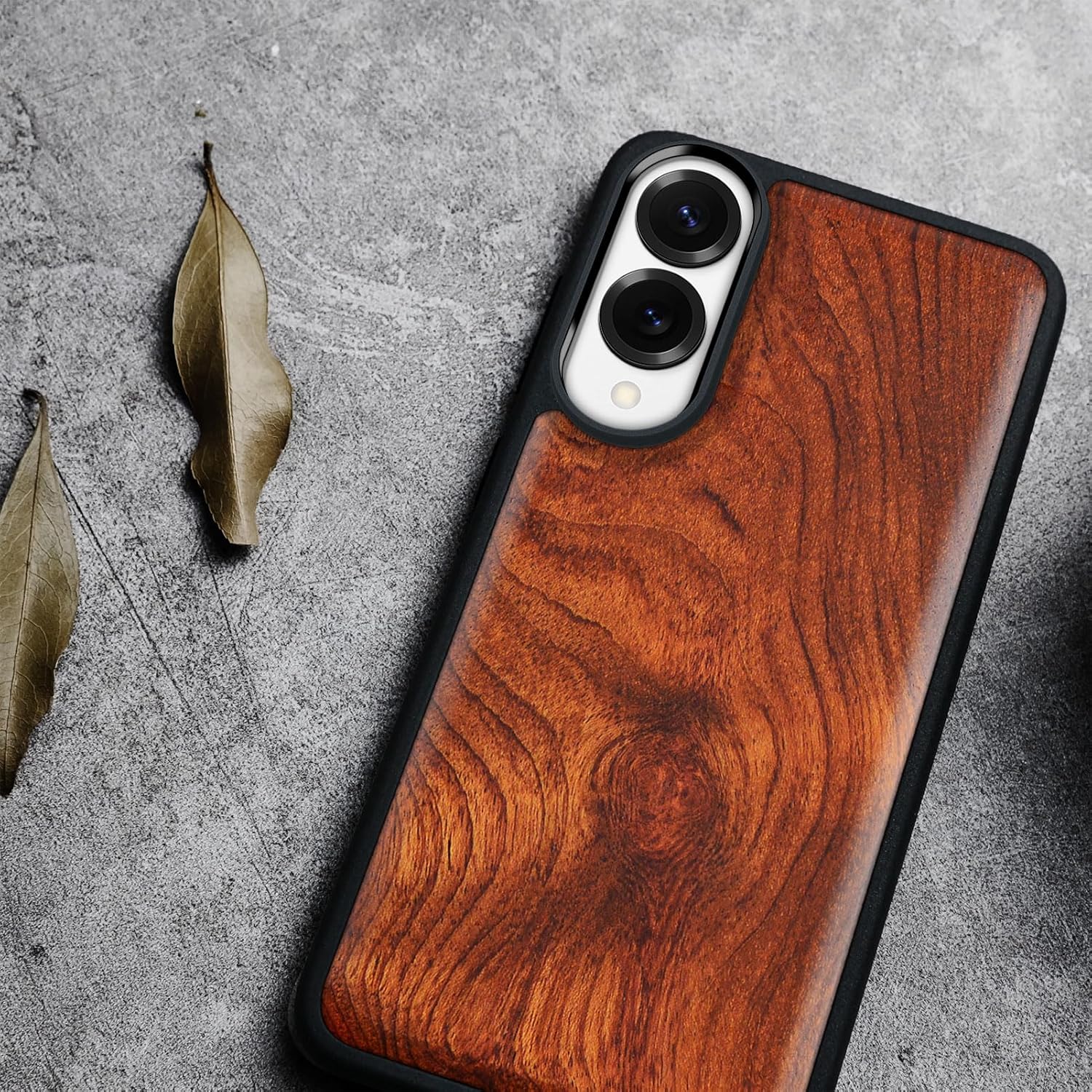 Carveit Magnetic Wooden Case for Samsung Galaxy S25 Edge Case 2025, TPU Shockproof Cover & Wood Artisan Engraved, Compatible with MagSafe Wireless Chargers (Natural Grain) Rosy
