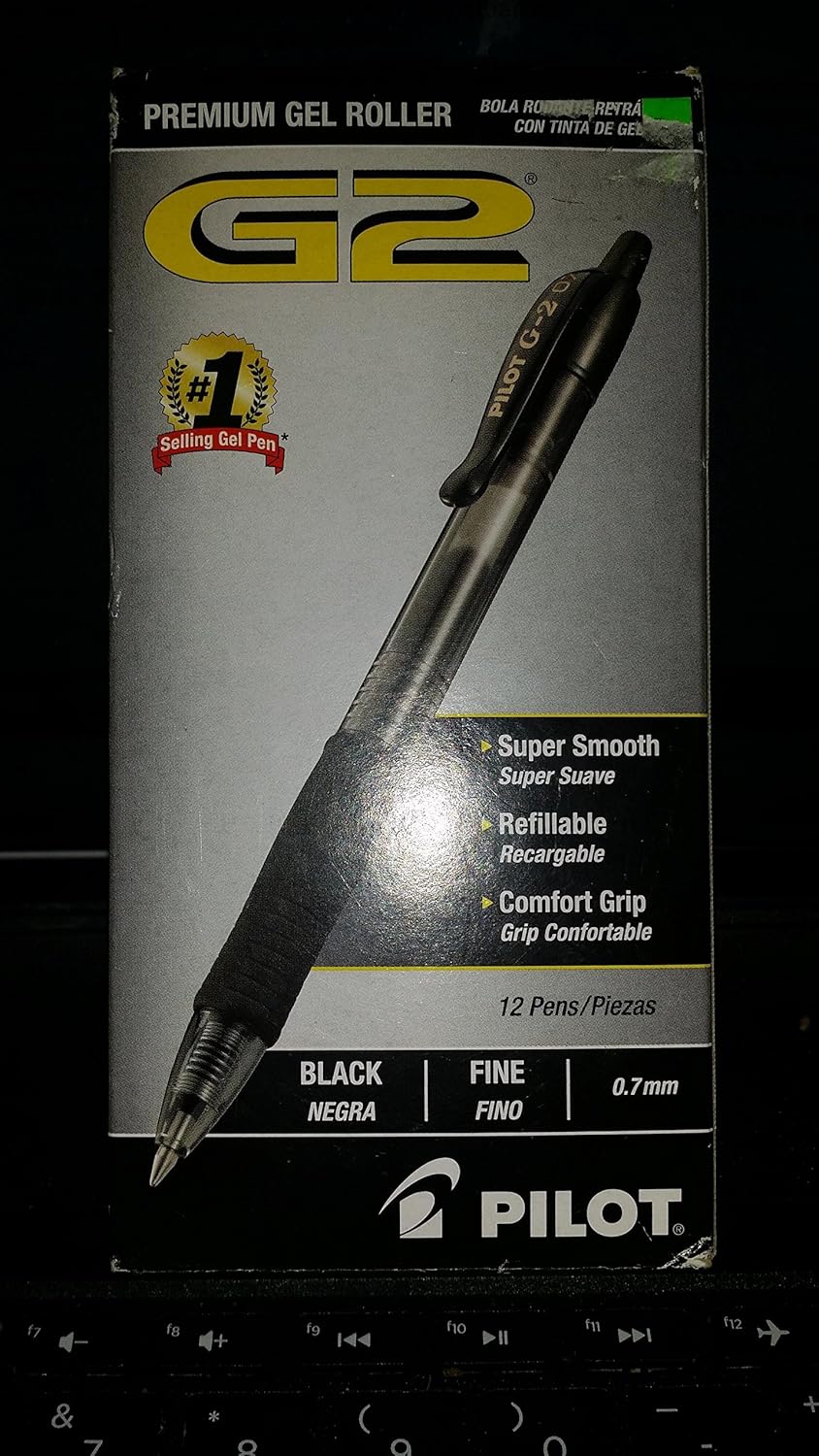 Pilot G2 Premium Retractable Gel Ink Pen, Refillable, Black Ink.7mm, Dozen