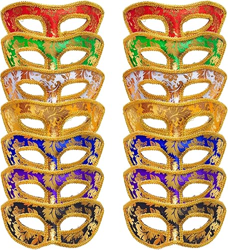 Yookat 14 máscaras de mascaradas vintage antiguas máscaras venecianas Mardi Gras máscara de mascarada