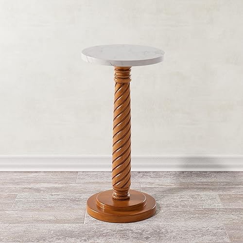 Miniatura 35 de Mesa de beber pequeña con pedestal, bandeja tradicional, mesa auxiliar superior, color espresso Marrón oscuro,Negro/Blanco,Marrón,expreso