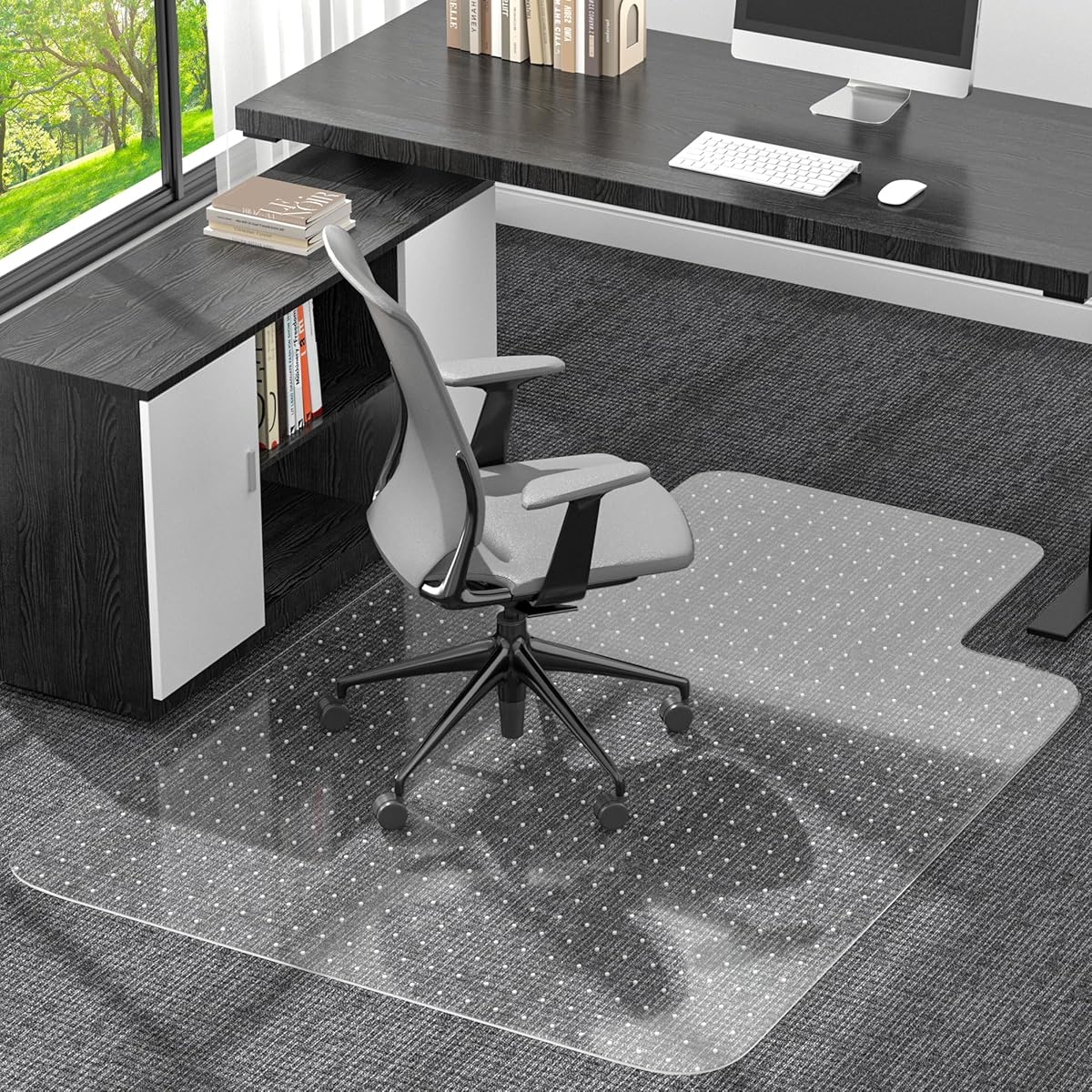 Office Chair Mat for Low Pile Carpeted Floors with Lip, 36" x 48" Plastic Floor mat for Desk Chair on Carpet,Easy Glide Carpet Protector Mat for Computer Chairs,Rolling Chairs,Home,Office Non-Slip