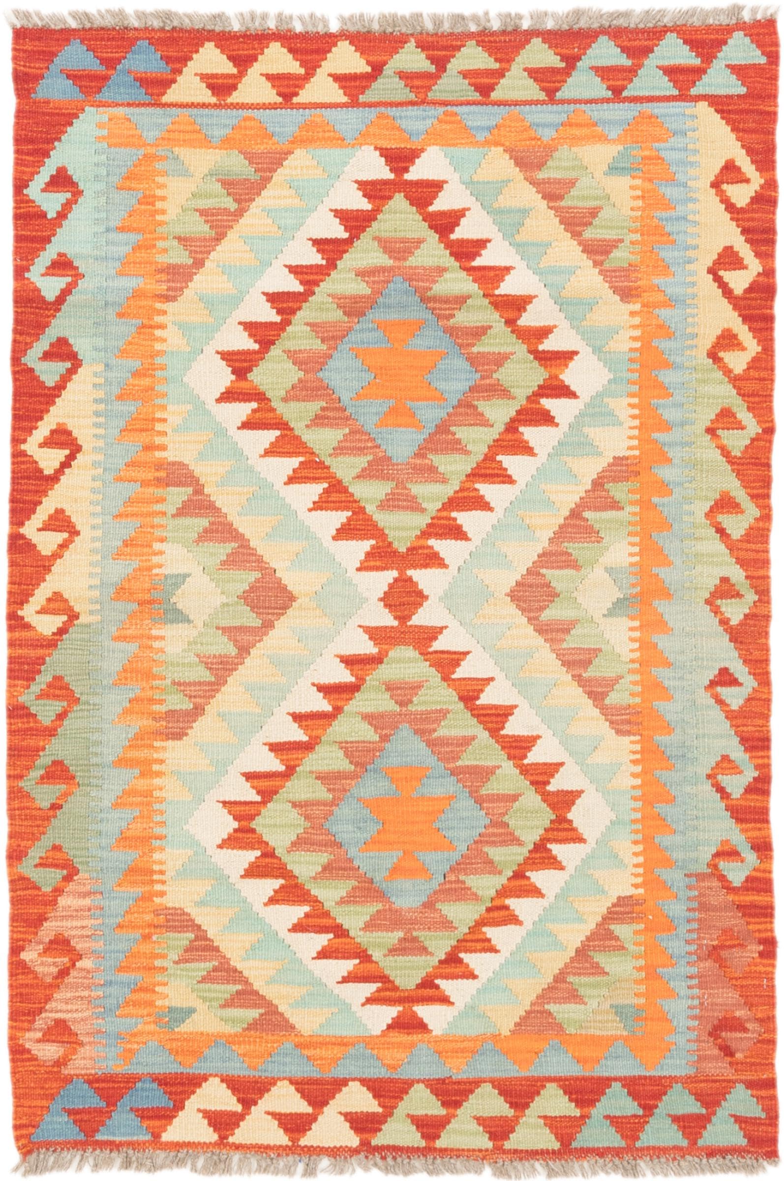 Kilim Afghan 88x129 tapis laine résistant pour sublimer les petits sols