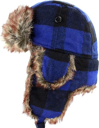 Faux Fur Safety Reflective Aviator Trapper Hat Snow Ski Trooper Winter Cap
