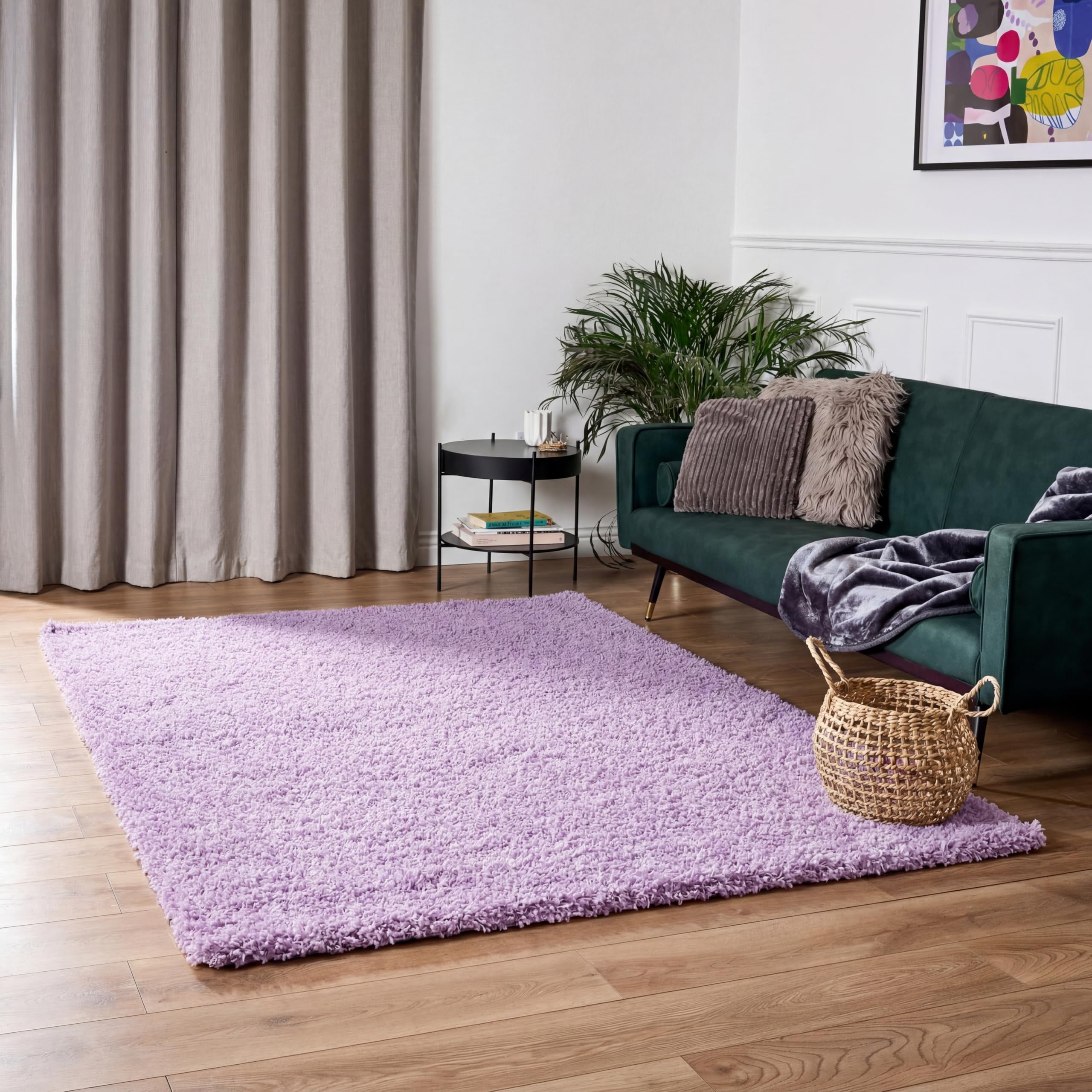 Bravich Navy Blue Shaggy Rug 80 x 150cm (2'7" x 4'11") 5cm Pile Medium Thick Fluffy Living Room Hessian Backed Washable — view 11