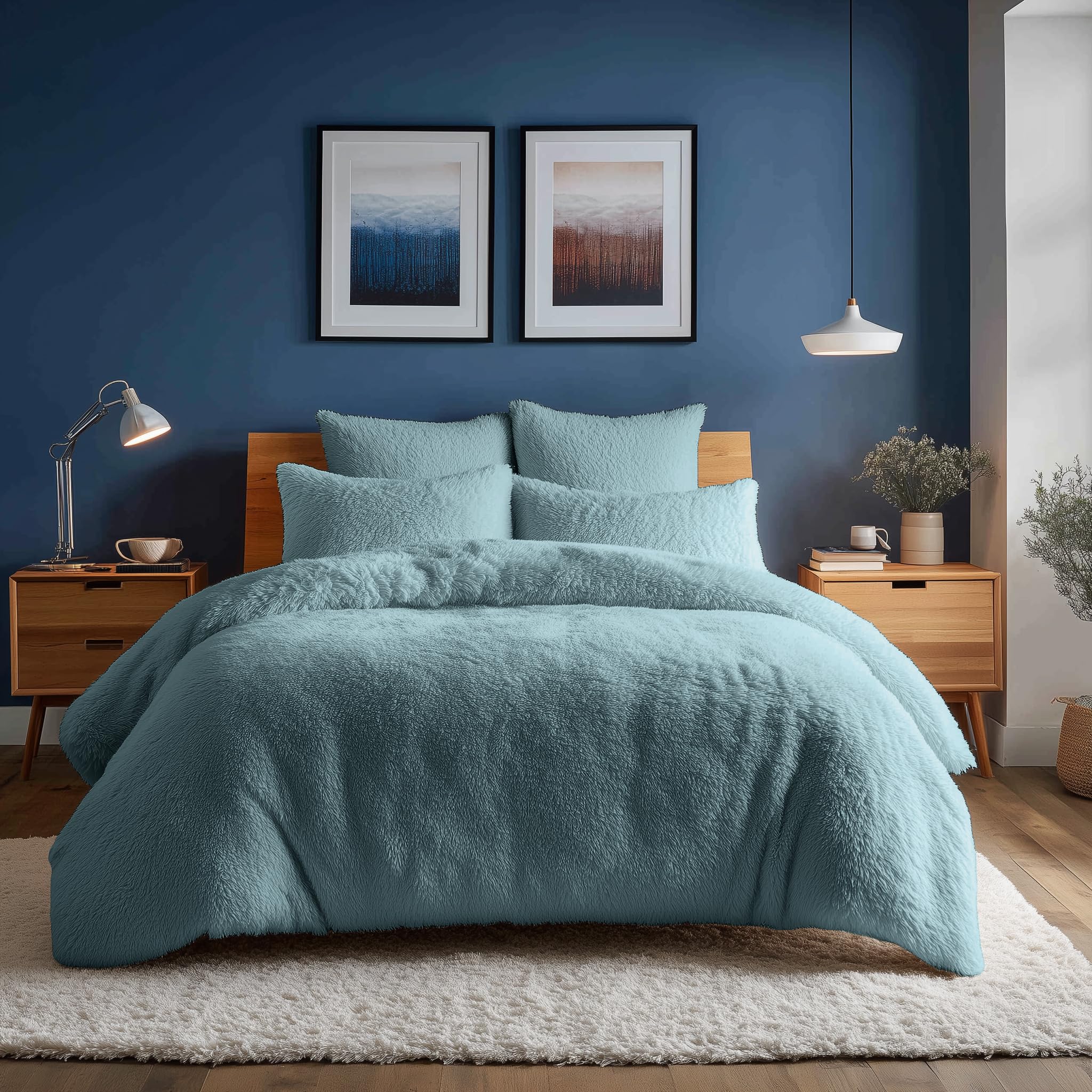 Home Sweet Home UK Fluffy Soft Touch Double Teddy Bear Bedding Set Duvet Cover & Pillowcases- Cozy & Warm Teddy Fleece Duvet Cover Set - Thermal Teddy Fleece Bedding Sets – Machine Washable