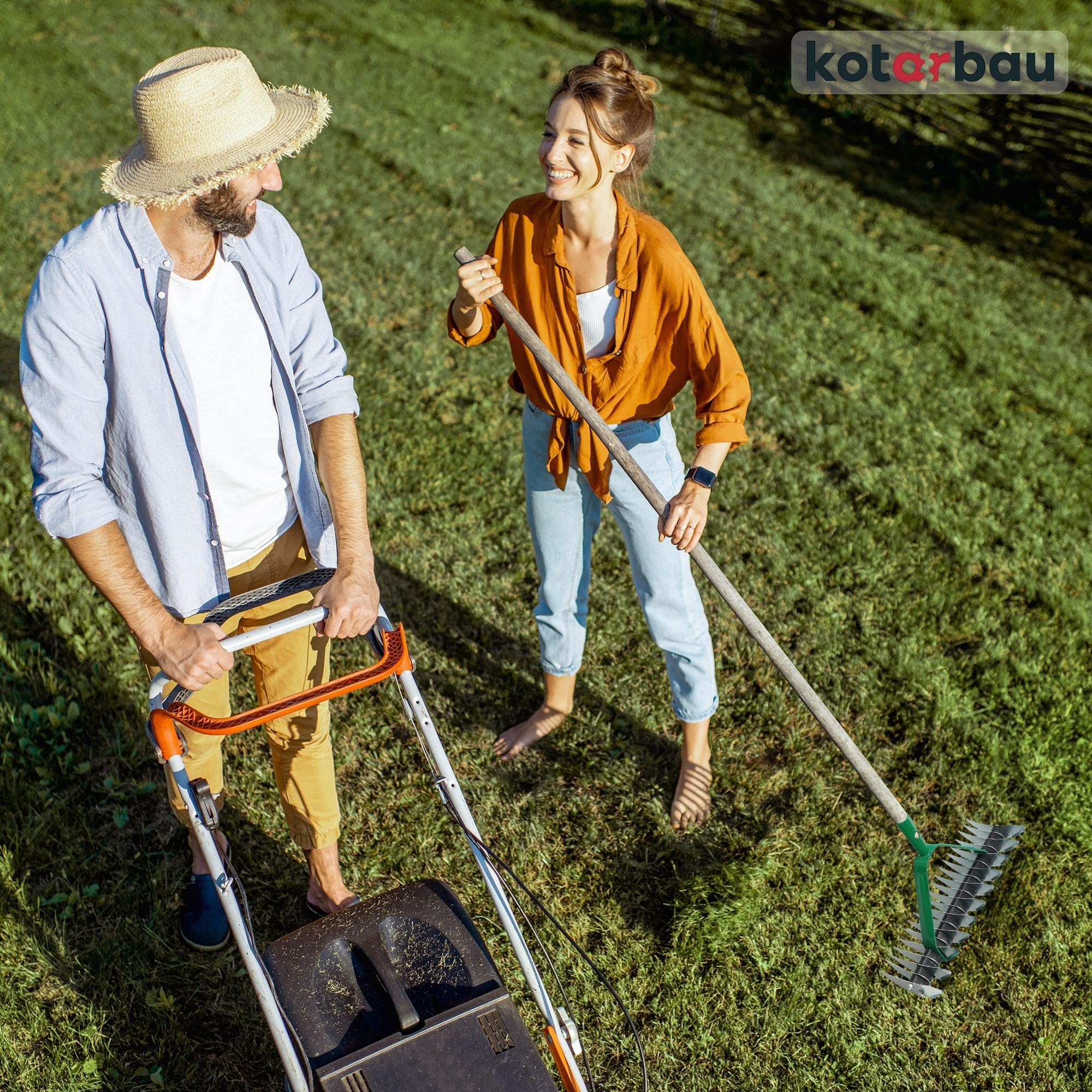 KOTARBAU® Rastrello Sarchiatore Acciaio Zincato Rastrello da Taglio 360 mm Aeratore per Prato Rastrelliera per l'eliminazione di Muschio e Feltro Utensili da Giardinaggio Rastrellini a Mano