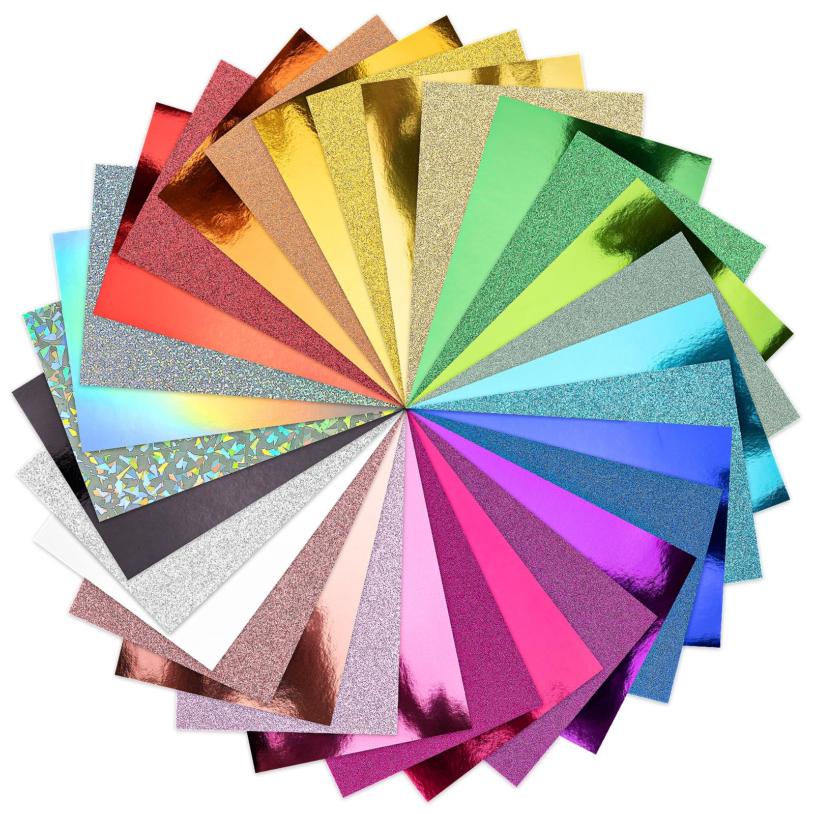 30 Pack Metallic Glitter Cardstock Paper Sheets, 6" x 8" Color Foil Mirror Shimmering Paper 250gsm/92lb For Arts and Crafts, Decorative, Weddings &