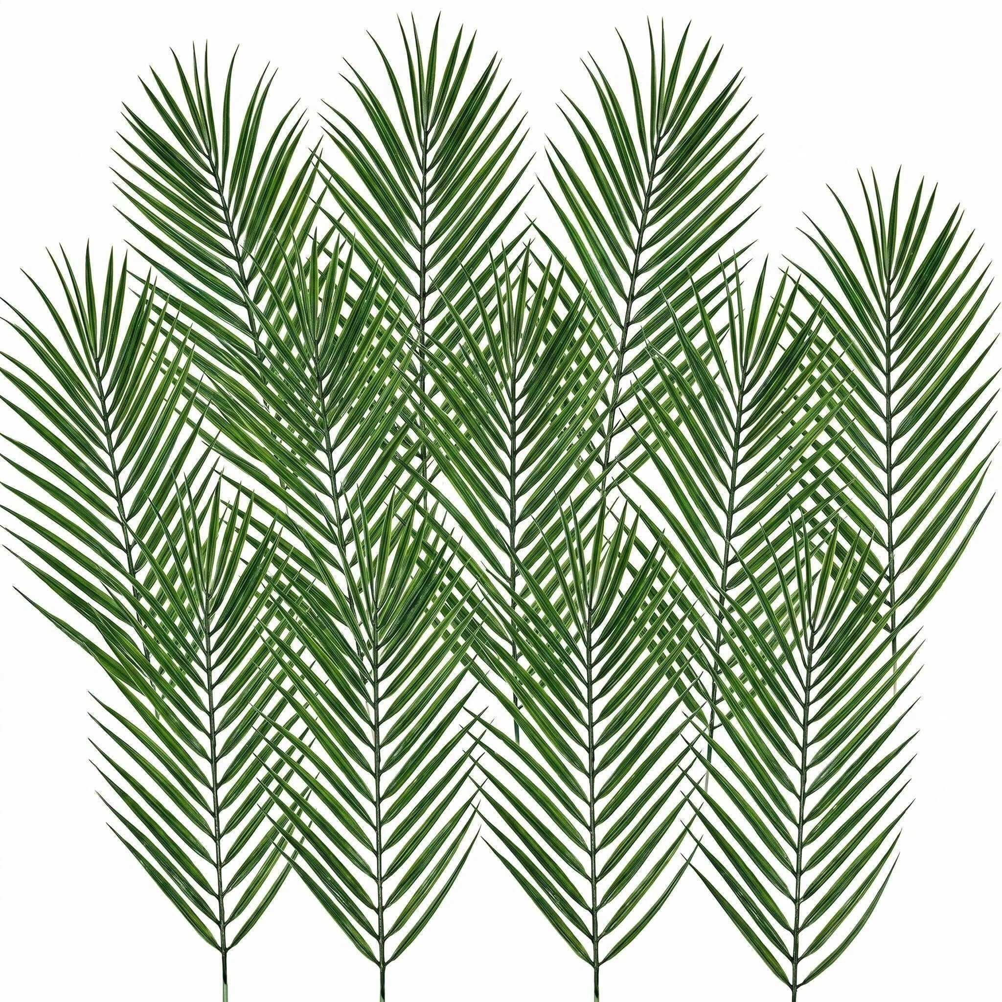 16Pcs Artificial Palm Leaves Decor, Lifelike Green Palm Leaves 45cm High, Tropical Fake Palm Leaf Stems for Wedding Hawaiian Jungle Party Home Garden Decoration, Artificial Leaves Bouquets