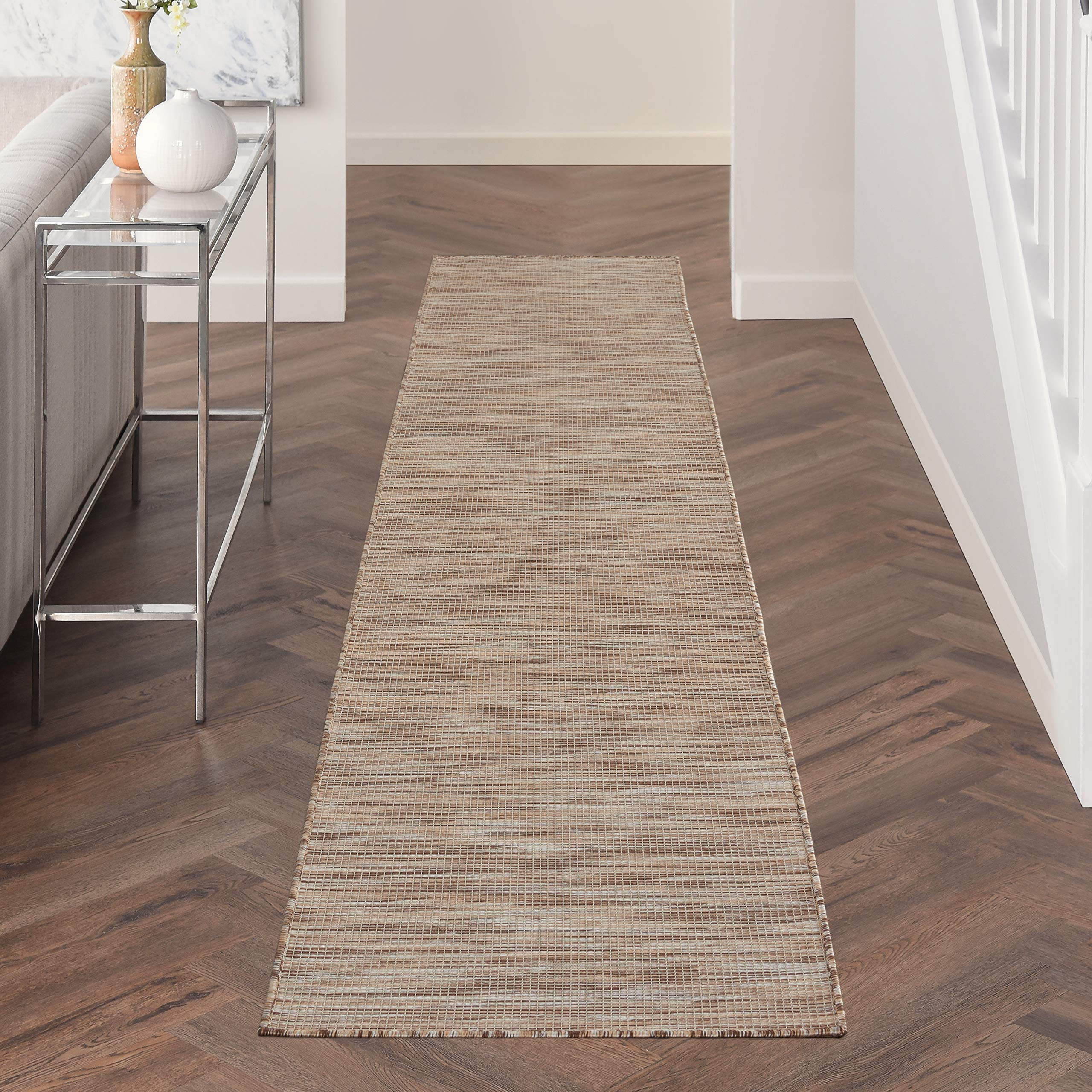 nourison home positano beige 2'2" x 10' area rug - easy clean, non shedding, bed room, living room, dining room, kitchen (10' runner)