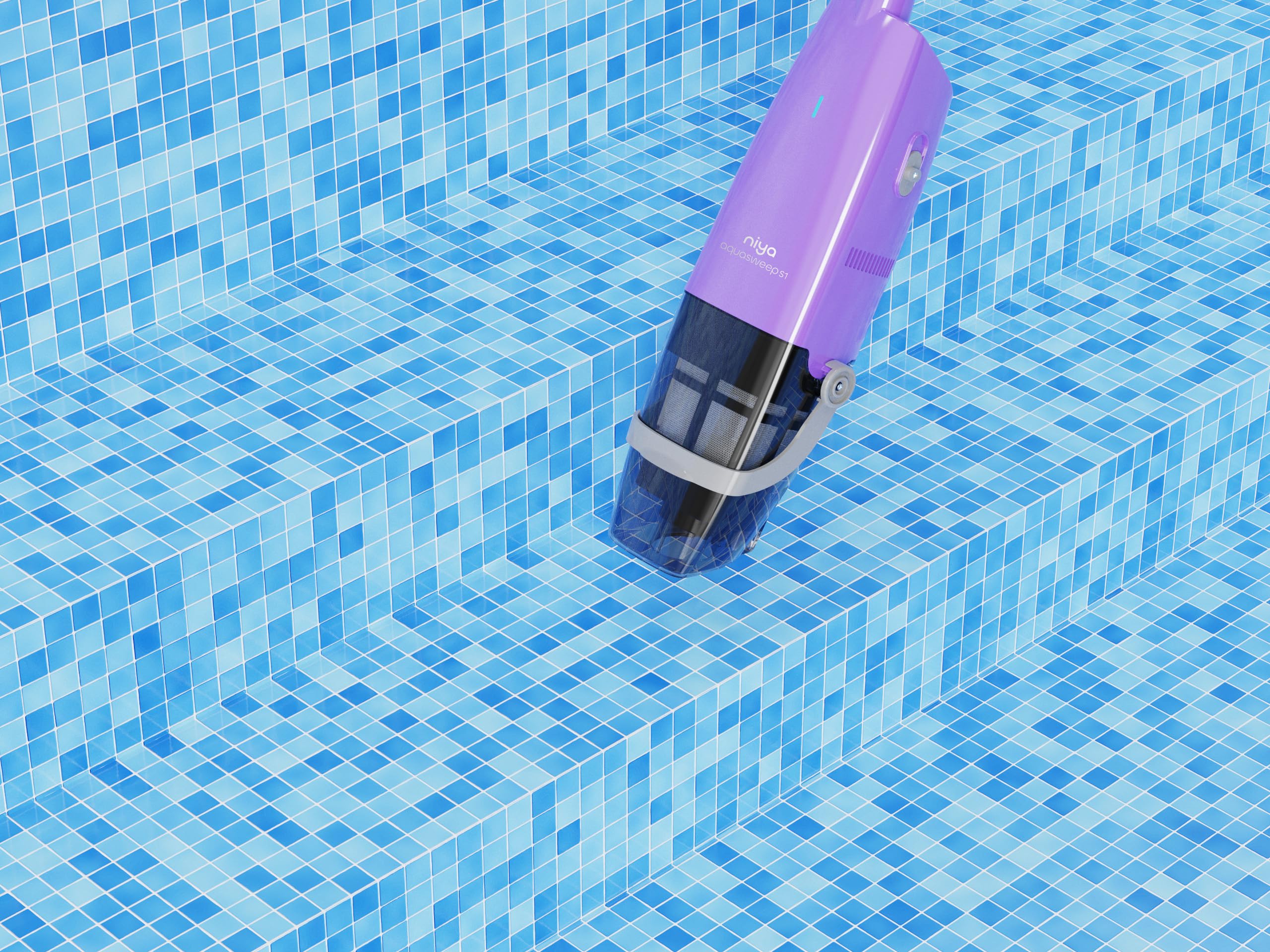 Niya AquaSweep S1 Aspirateur de Piscine sans Fil avec Manche télescopique, Aspiration puissante, Nettoyage des Coins Difficiles d’accès, Autonomie de 60 Min, pour Piscines Hors-Sol et enterrées, Spas