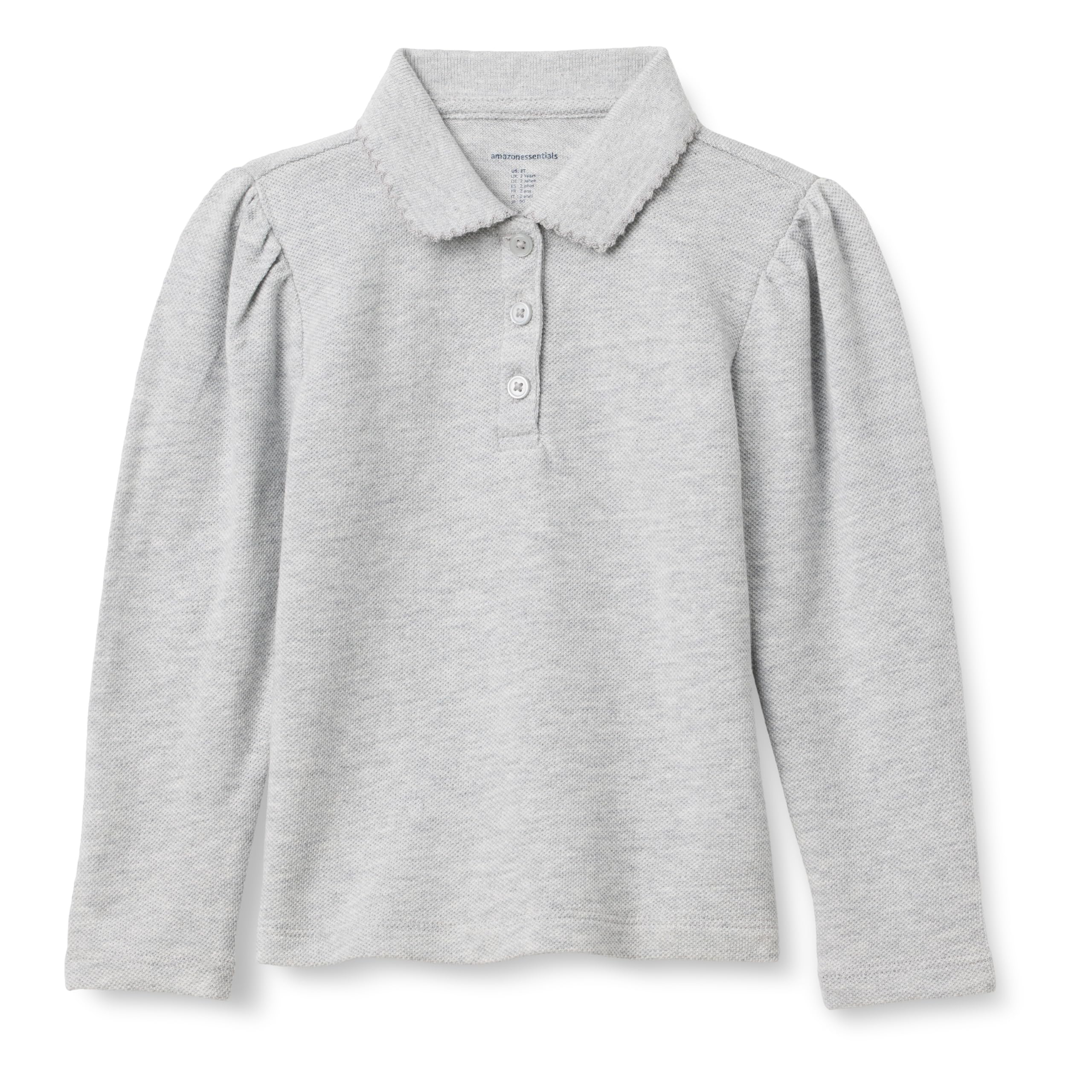 Amazon Essentials Girls and Toddlers' Uniform Pique Long Sleeve Polo Shirt