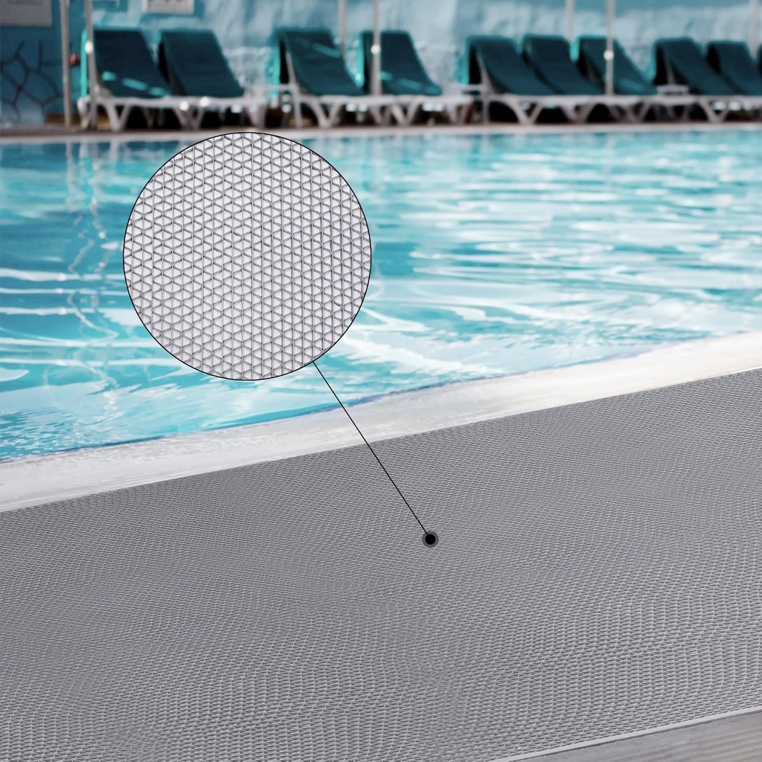 4x10 Ft Non Slip Drainage Floor Mats, PVC Pool Flooring Mat for Deck, Mesh Hollow Drainage Mat,Rubber Drainage Mat Roll for Bathroom Garage Basement Backyard Commercial Kitchen Wet Area (Gray)