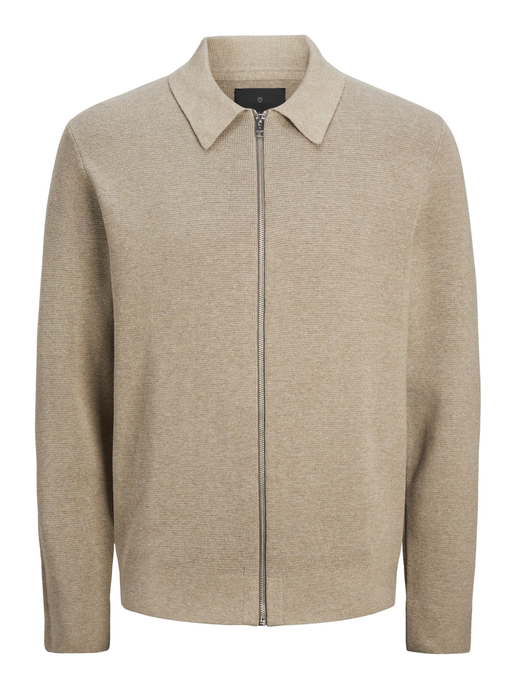 JACK & JONES Male Plain Cardigan Greige
