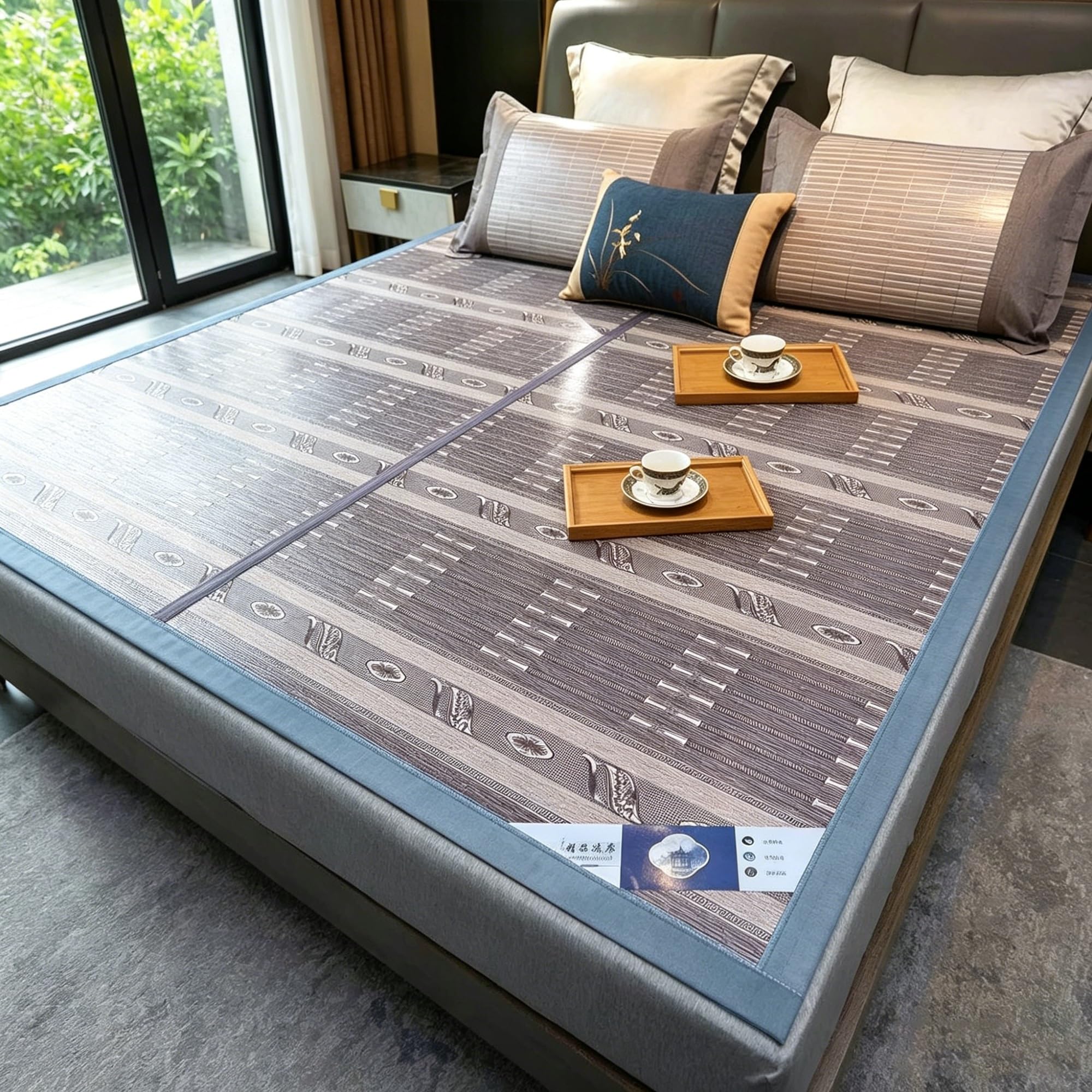 Tapis de sommeil en bambou pliable pour été 195x150cm matelas de sol