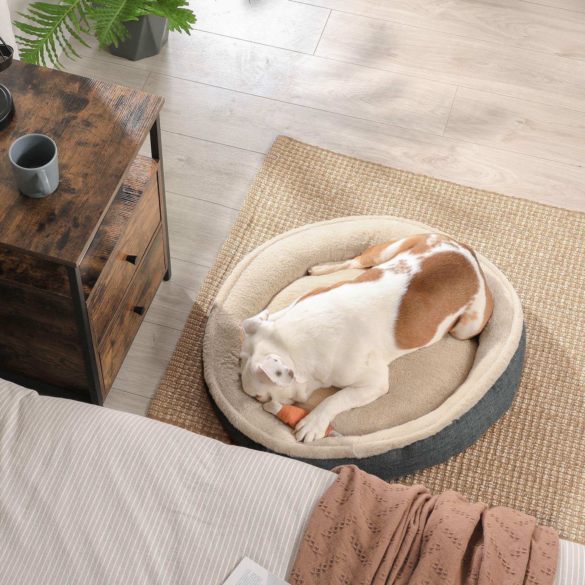 Feandrea Cuccia per Cani Gatti, Forma di Ciambella, 75cm, Grigio Scuro PGW075G01