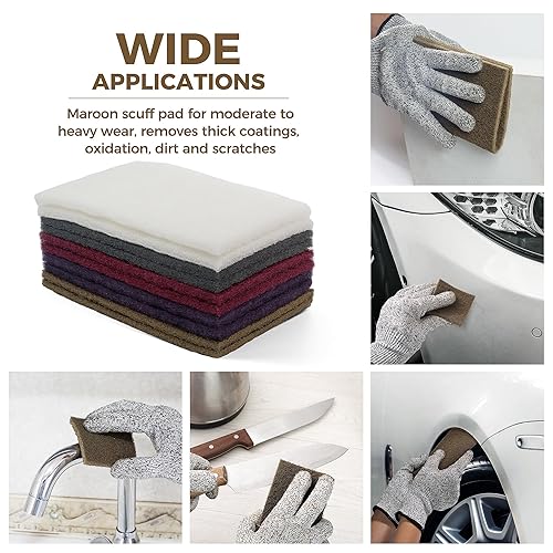 Miniatura 6 de S SATC Paquete de 10 almohadillas de uso general de 6" x 9", 2 de cada una granate, gris, dorado, morado y blanco, almohadillas para desgaste para