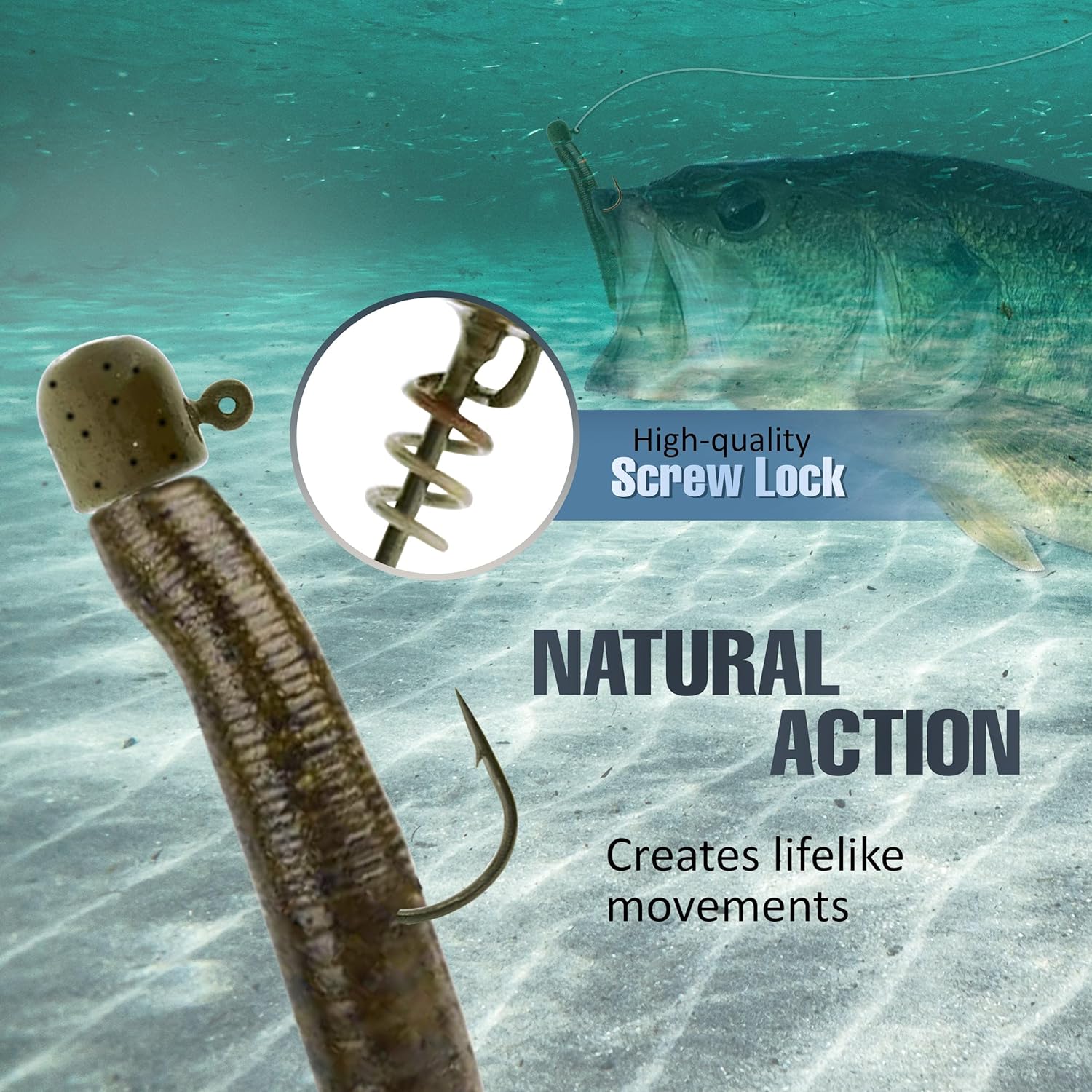 Reaction Tackle Tungsten ScrewLock Ned Rig Jig Heads/Weedless Fishing Lure/Finesse Fishing Jig for Bass, Walleye, and More (5-Pack)