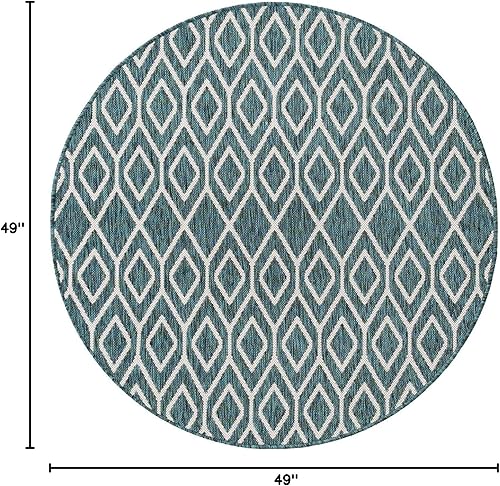 Miniatura 2 de Jill Zarin Outdoor Collection - Alfombra de área - Turcas y Caicos (4 pies, redonda, color verde azuladomarfil)