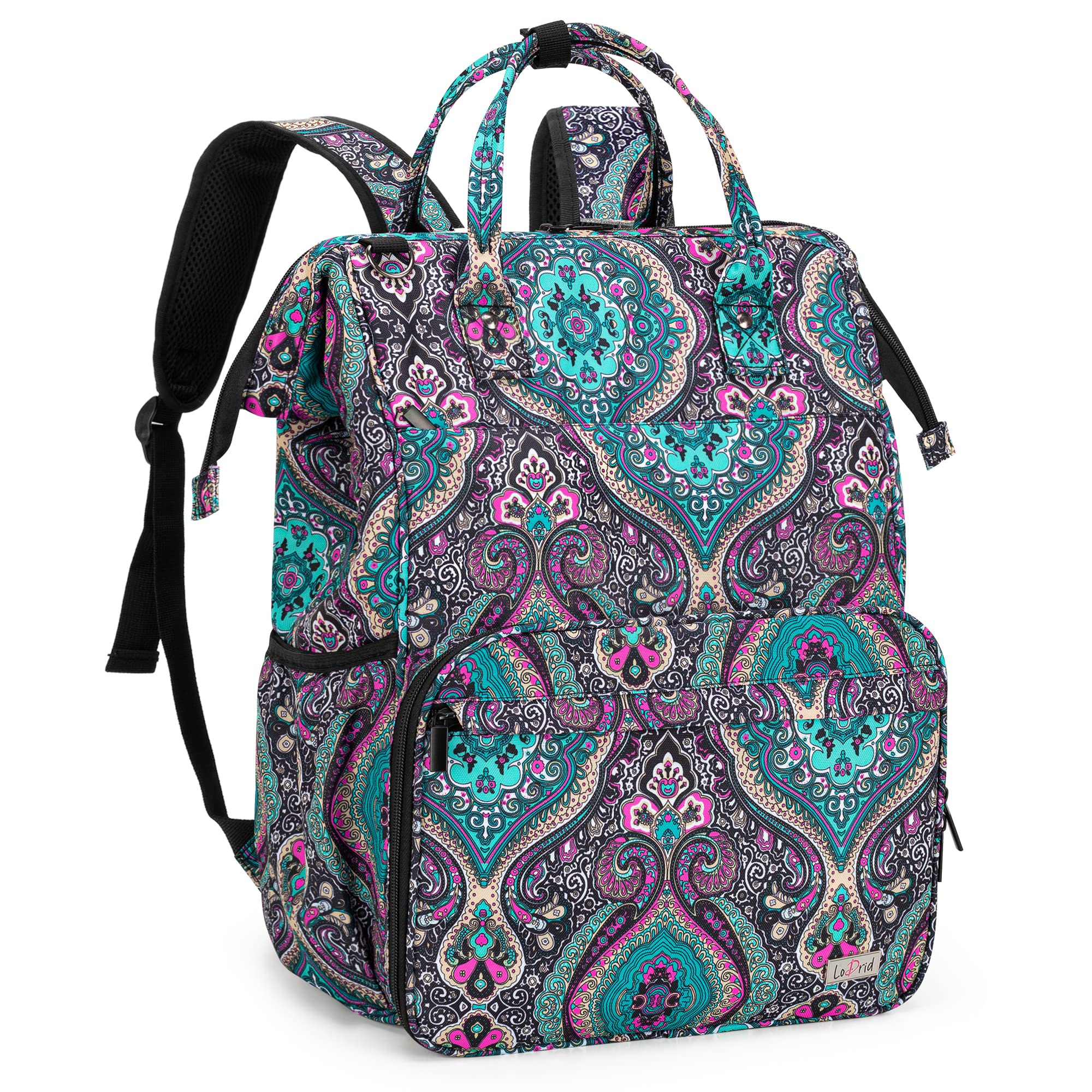 LoDrid Pflegetasche, Robuste Medizinische Tasche für Pflegekräfte, Rucksack mit stabilem Stahlrahmen(Oben), 15,6-Zoll-Laptopfach,Reißverschluss und Innenpolsterung, Totem (Nur Rucksack)