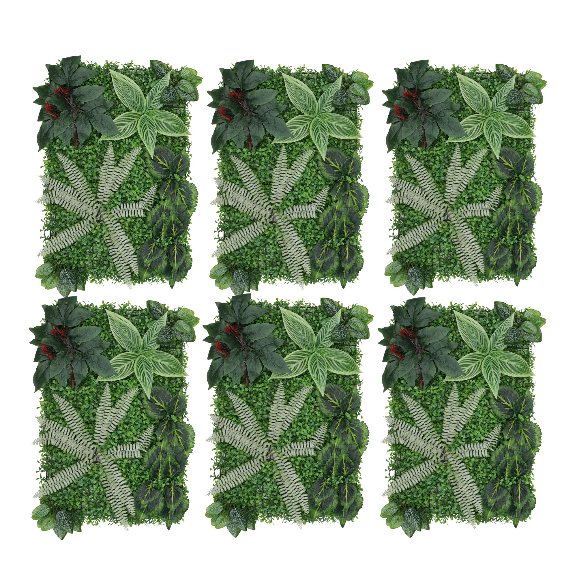 Trimming Shop Artificial Hedge Panels, Green Grass & Tropical Leaves, 6pcs