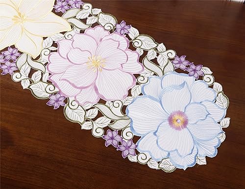 Miniatura 10 de Juego de 4 manteles individuales florales de primavera y Pascua, bordado de flores florales para decoración de mesa del hogar, cocina, comedor