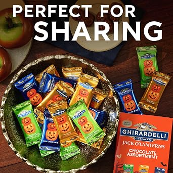 GHIRARDELLI Jack O Lanterns Chocolate Assortment, 4.1 oz Bag Halloween Chocolate Variety Pack with Milk & Dark Chocolate Candy