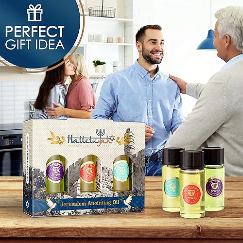Aceite unción de Israel  Juego de 3 aceites para unción de Jerusalén  Rosa de Sharón, mirra e incienso, aceites bíblicos Spikenard  Cantidad total