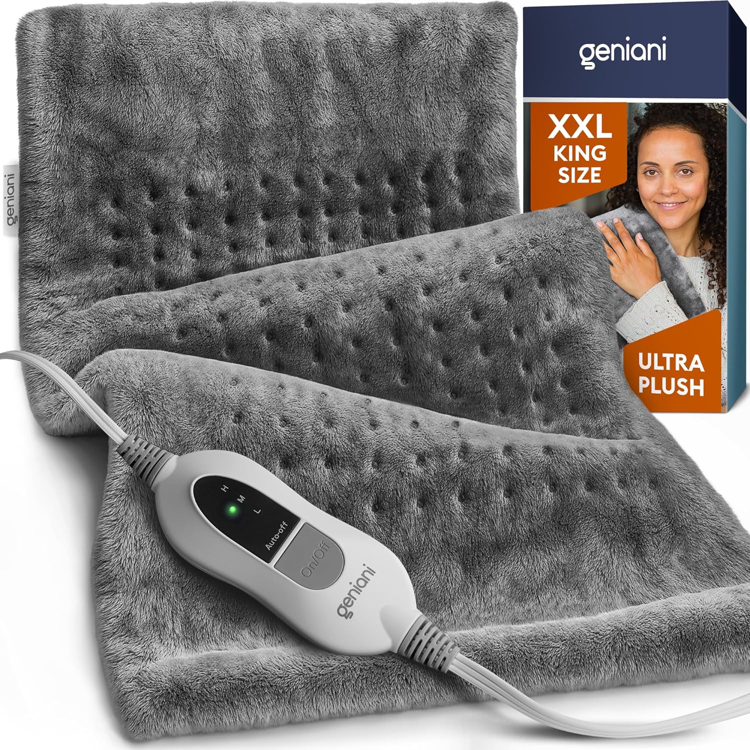 GENIANI XXL 18"x26" Heating Pad for Back Pain & Cramps