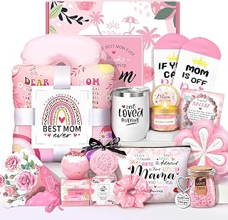 Mother's Day Baskets Gifts for Mom - 16 Pcs Luxury Self-Care Gift Basket for Mothers Day Mama (Pink)
