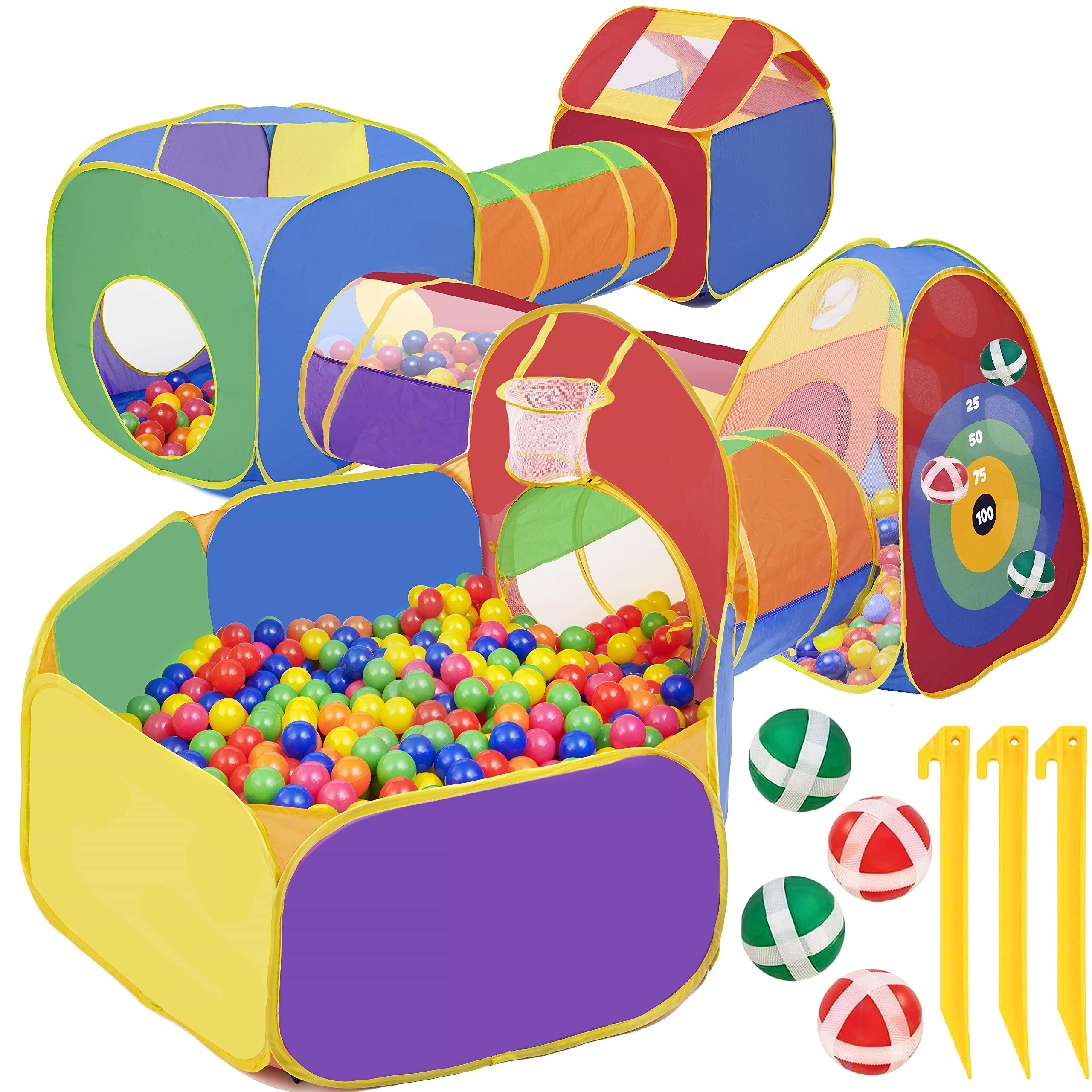 Buy 7 Piece Kids Ball Pit Play Tunnel for Kids Tunnel with 4 Dart