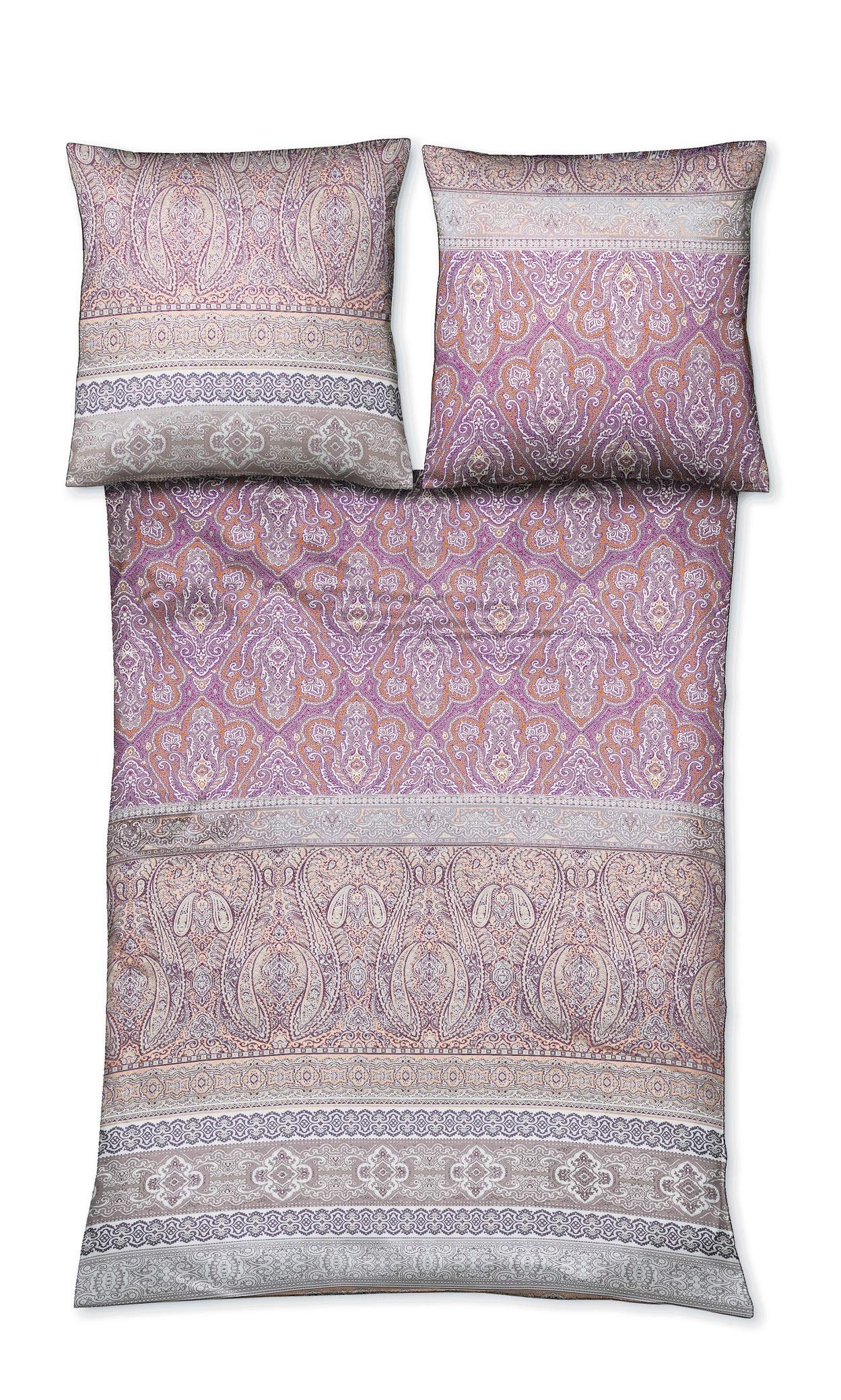 fleuresse Maco satin bed linen 155 x 220 cm ornaments paisley berry cinnamon 114128-04