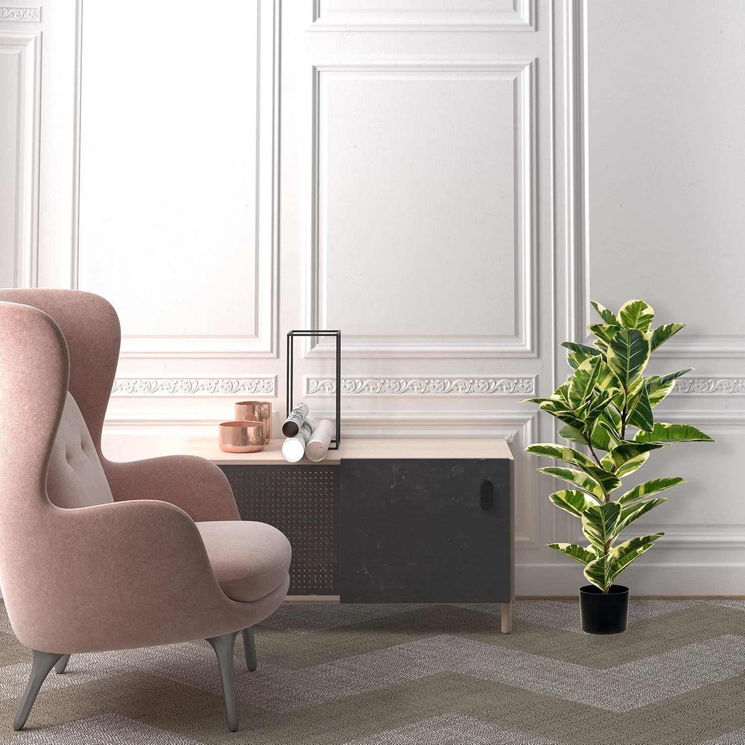 Vickerman Everyday 38" Artificial Real Touch Potted Dieffenbachia Tree - Lifelike Home Office Decor - Faux Indoor Potted Tree - Perfect Indoor Greenery