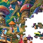 Rocorose Jigsaw Puzzle for Adults, 1000 Pieces Fairyland Mushroom House Puzzle Colorful Fairy Cottage Puzzle Challenging Family Perfect for Game Nights Party Butterfly Flower Decoration
