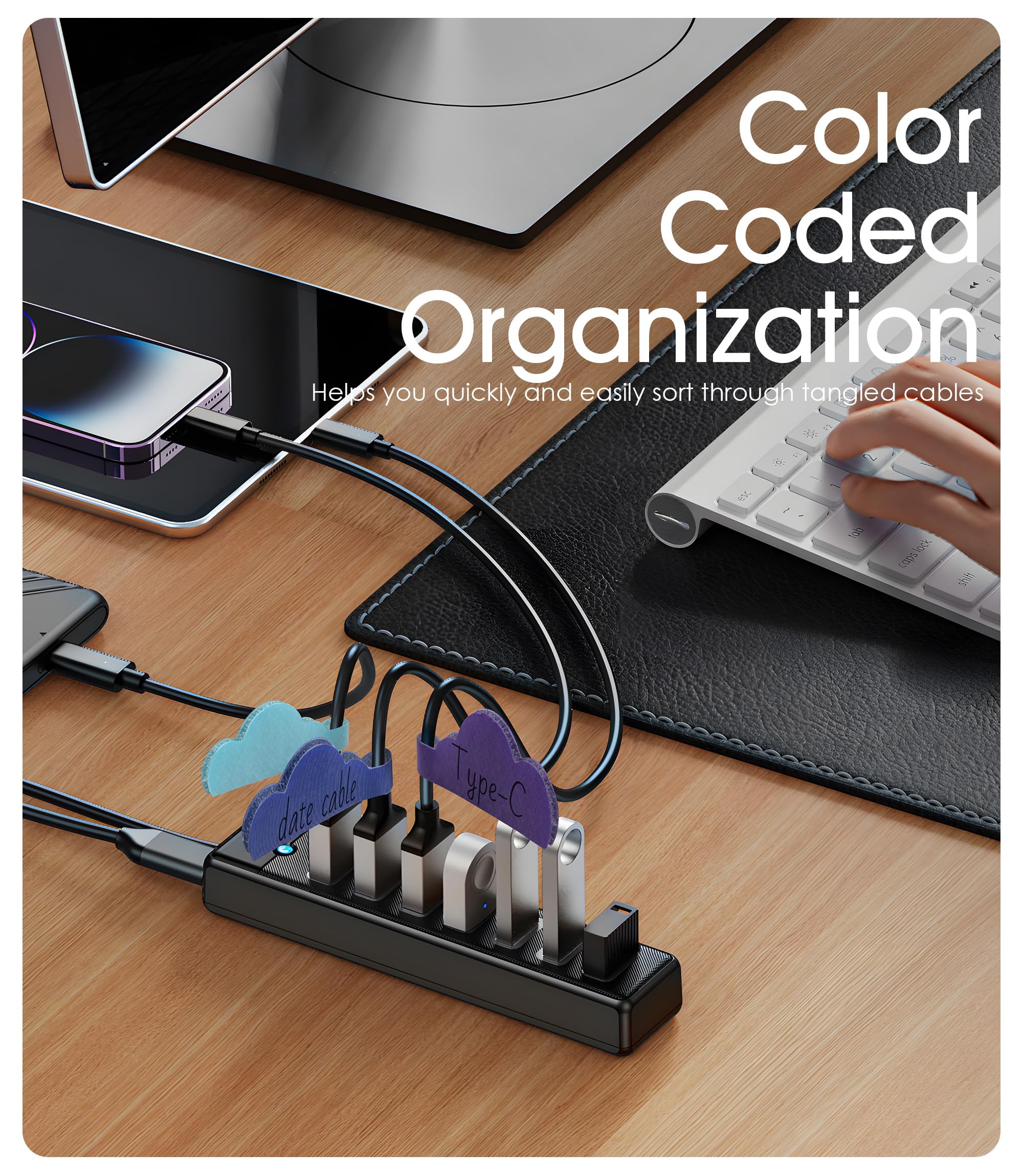Étiquettes Réutilisables En Forme De Nuage Pour Câbles - 24 Pièces Multicolores - Marqueurs Organisation Bureau