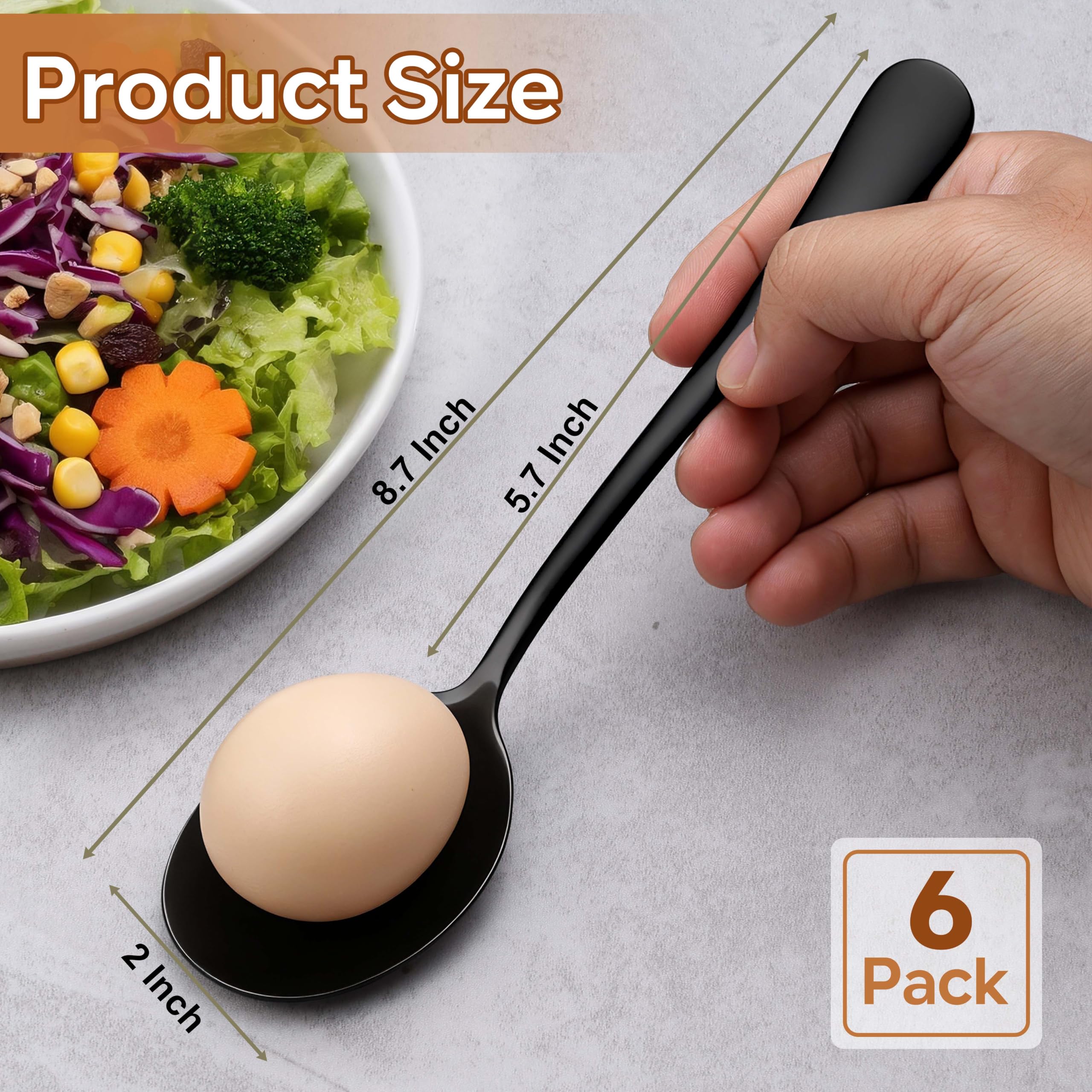 LIANYU Stainless Steel Serving Spoons - Set of 6 -2