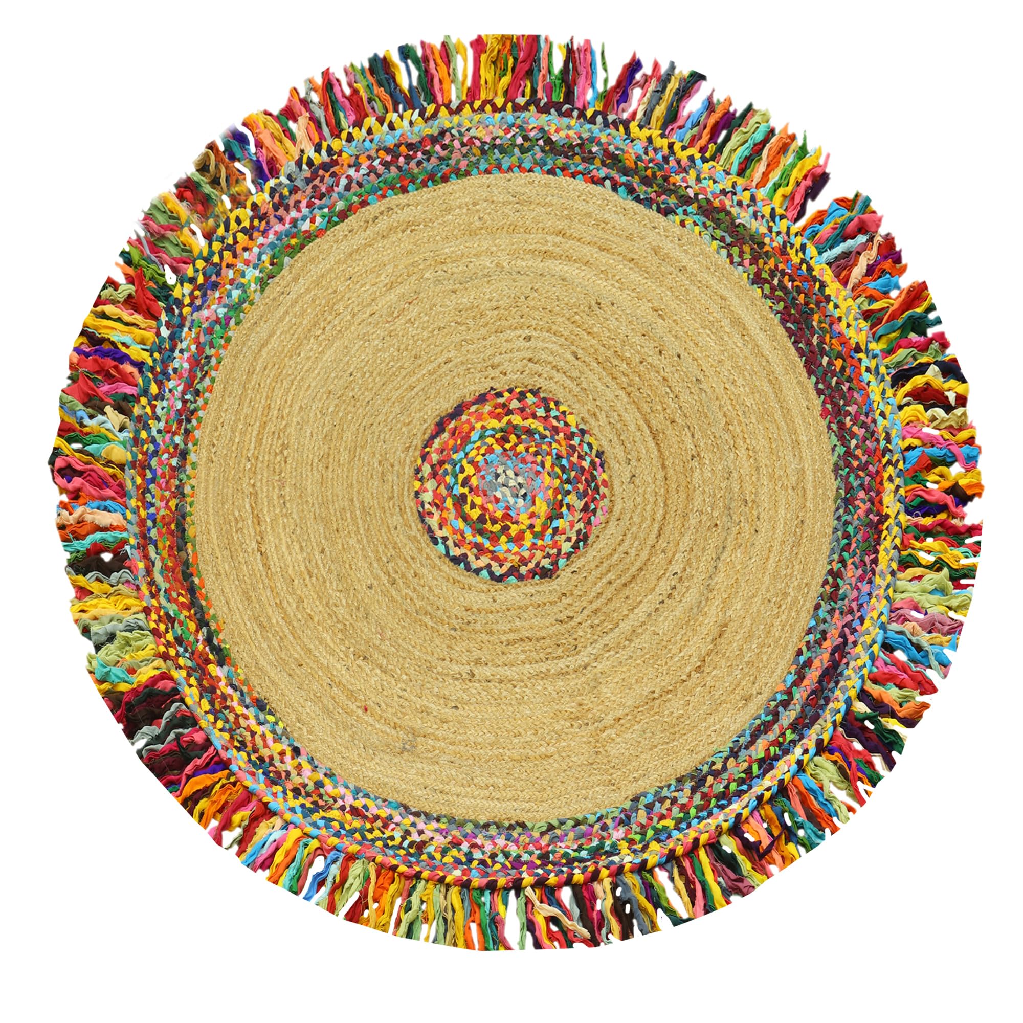 Tapis en jute de style bohème pour chambre, salon et espace yoga extérieur