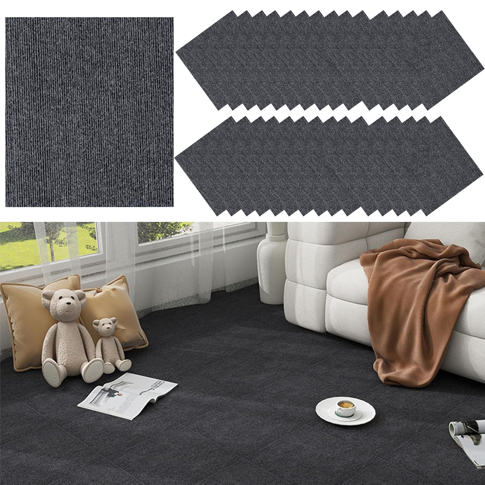 GBACHOOSE 30 stuks tapijttegels, 30 x 30 cm, tapijttegels, zelfklevend