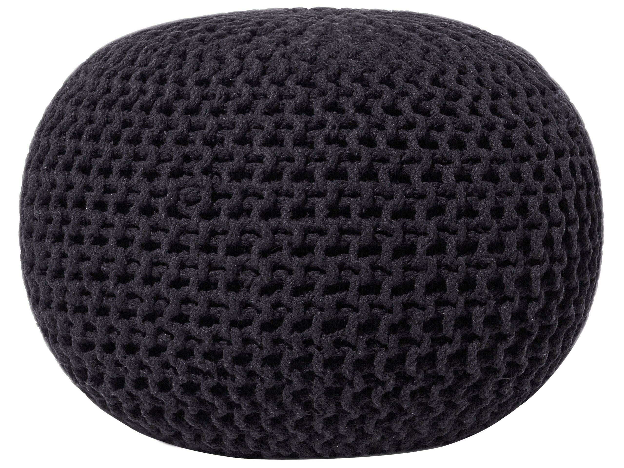 Beliani Pouf poggiapiedi in Tessuto Nero 50 x 35 cm