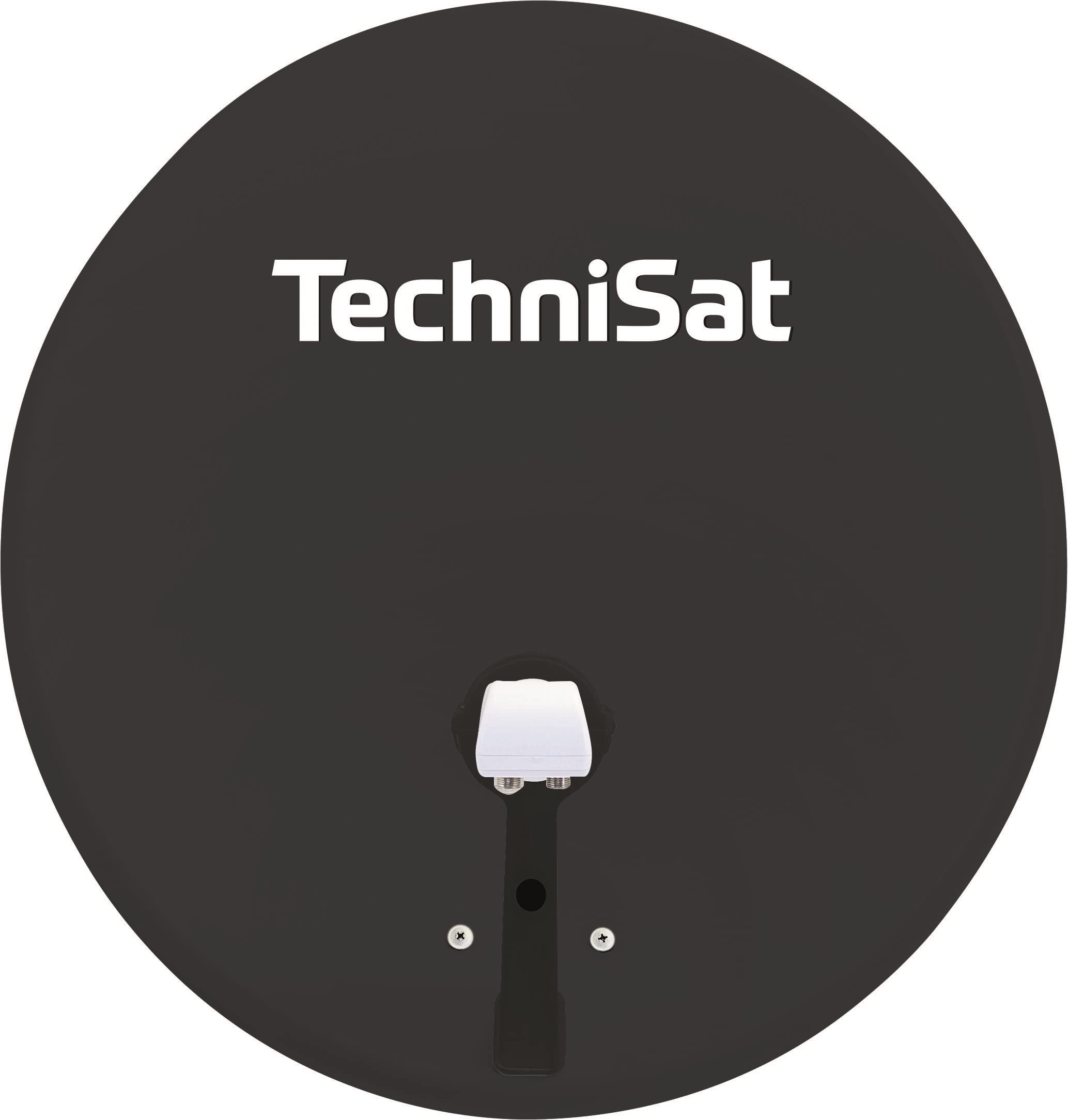TechniSat TECHNITENNE 60 - Antena Parabólica para 2 Participantes (Sistema de Satélite Digital de 60 cm, Set Completo que Consiste en una Antena con Soporte de Montaje en Mástil y LNB Gemelo Universal