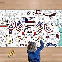 OHOME 4th of July Giant Coloring Poster/Tablecloth - 250th Anniversary USA Decorations,Kids July 4th Crafts Games Activities Toys Decor Party Decor for Classroom School