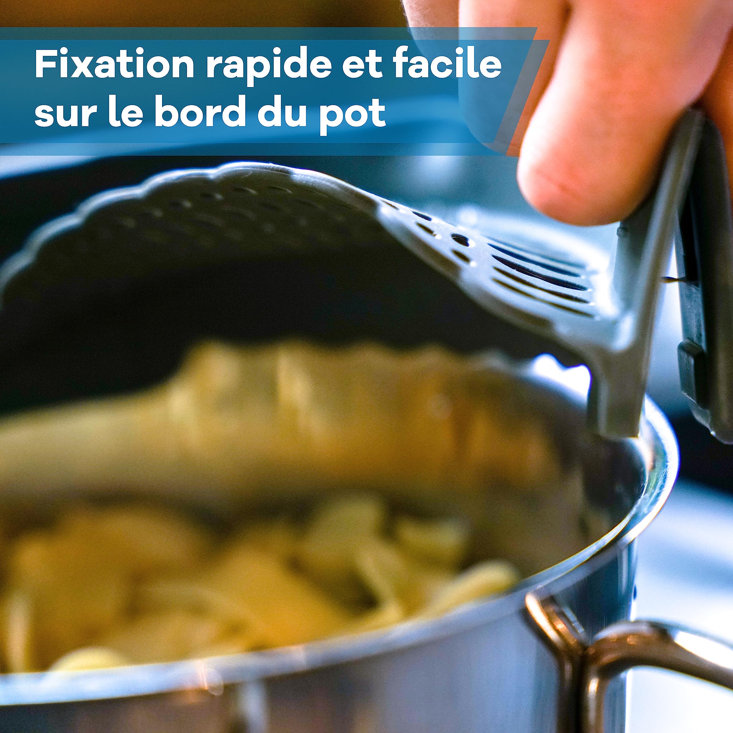Passoire Clipsable Universelle en Silicone Sans BPA pour Casseroles Gadget Cuisine Égoutter Pâtes Compacte